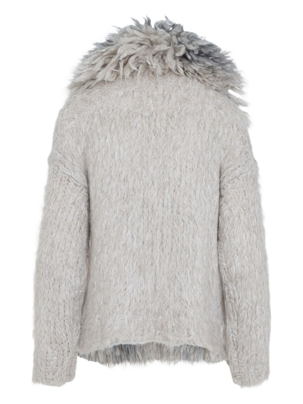 shaggy high-neck cardigan - 2