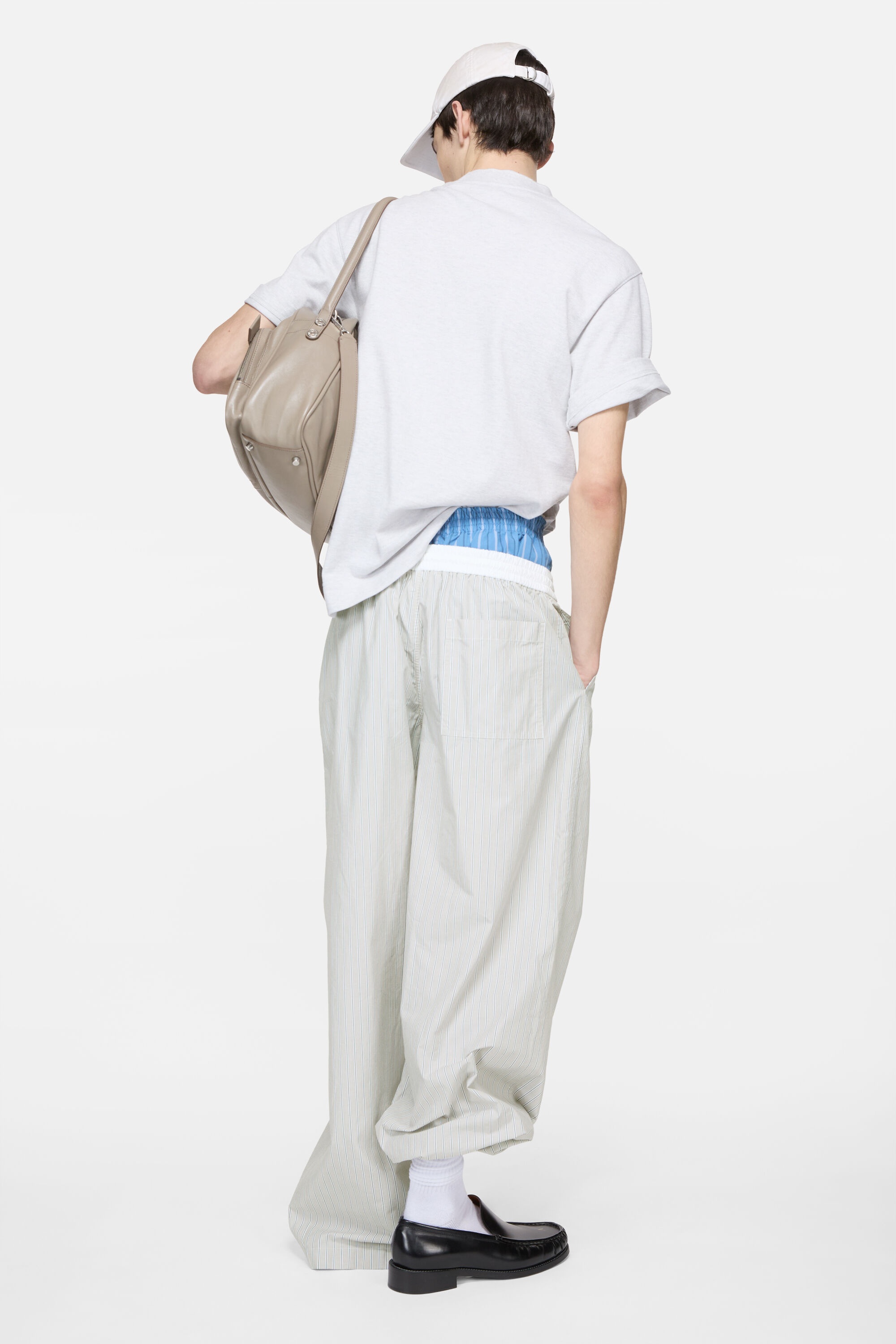 Striped cotton trousers - Multi brown - 3