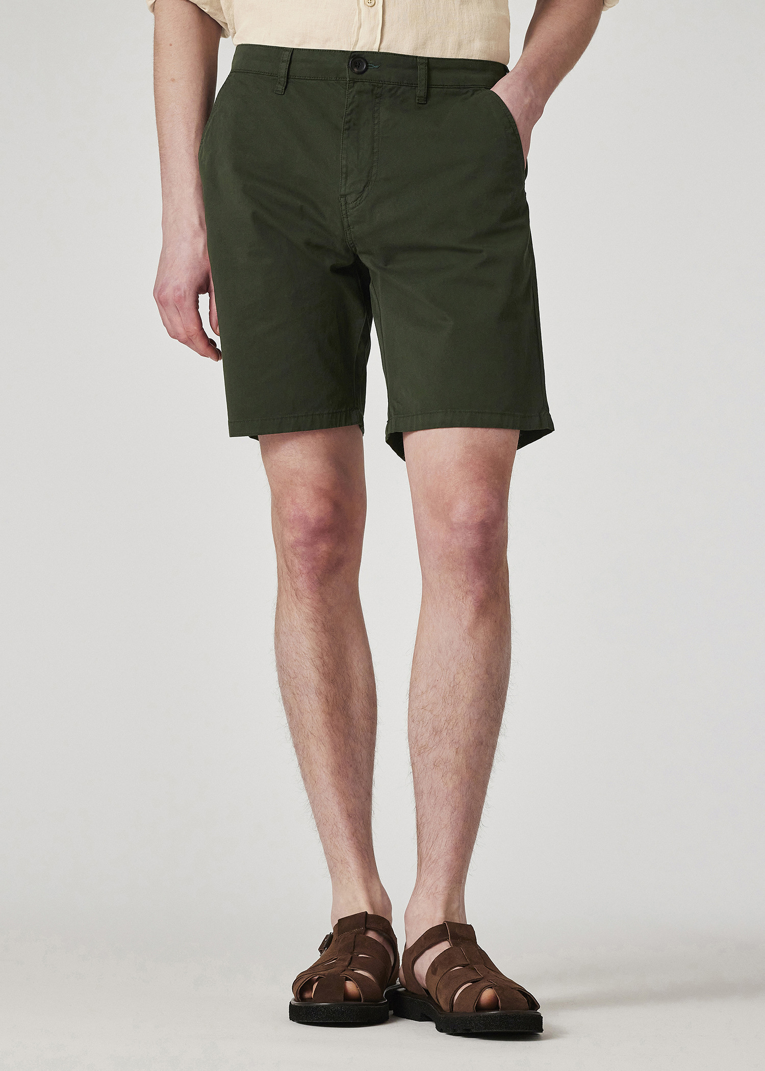 Dark Khaki Organic Cotton-Stretch Shorts - 3