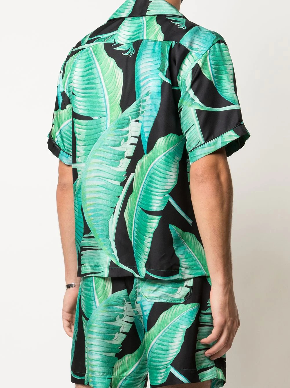 banana leaf satin pajama shirt - 4