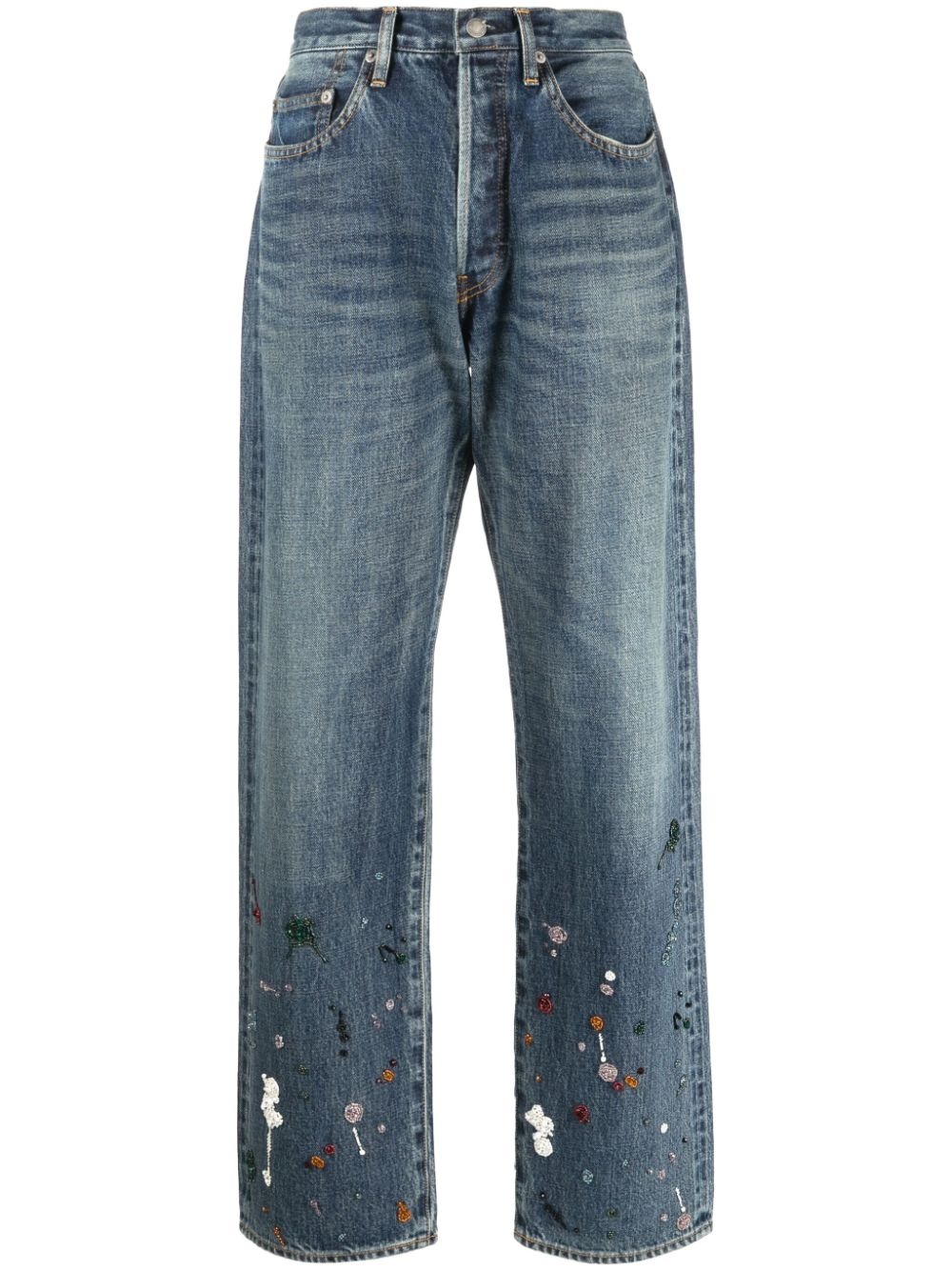 appliquÃ©-detail wide-leg jeans - 1