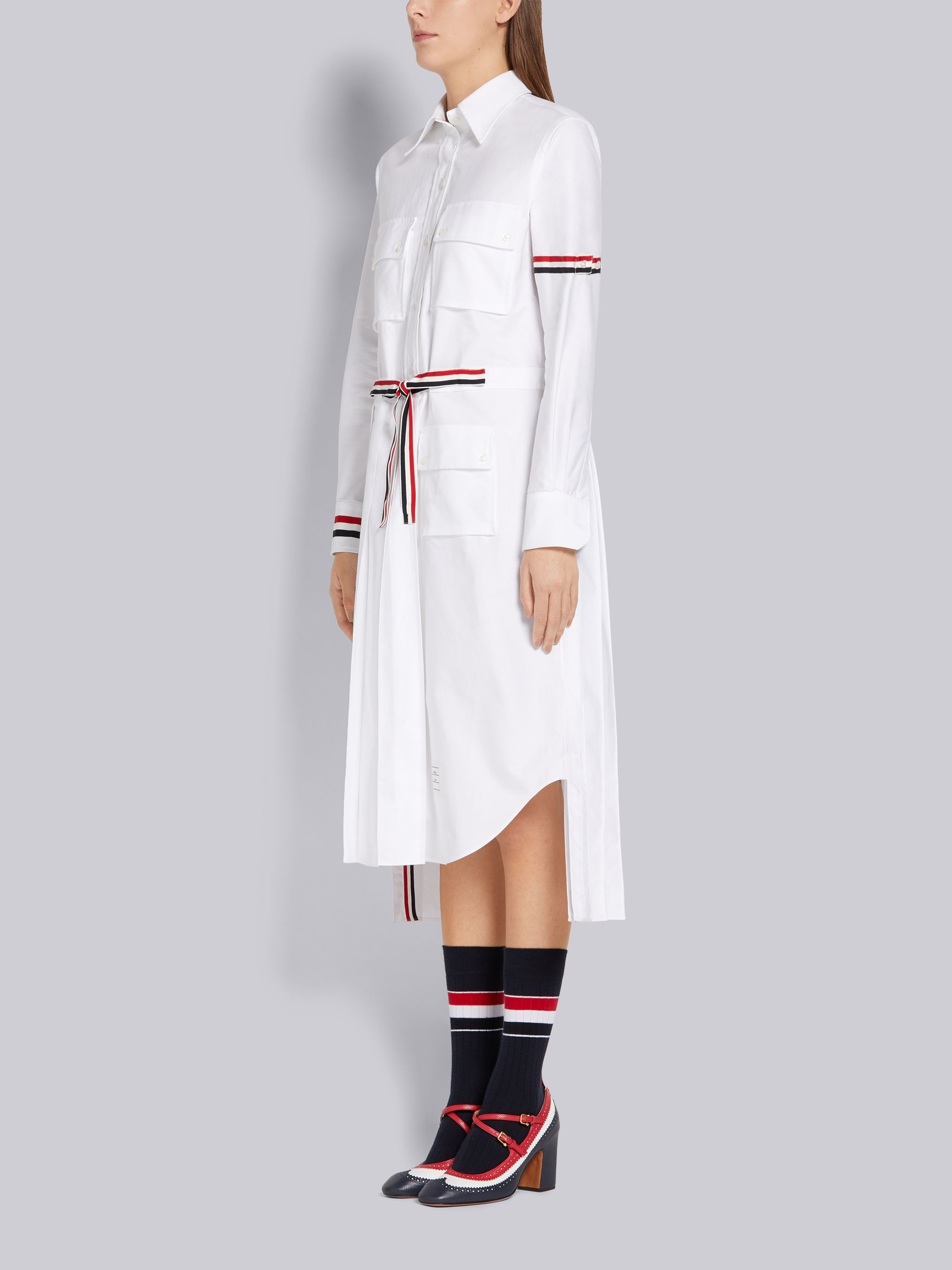 White Oxford 2-in-1 Pleated Bottom Norfolk Shirtdress - 2