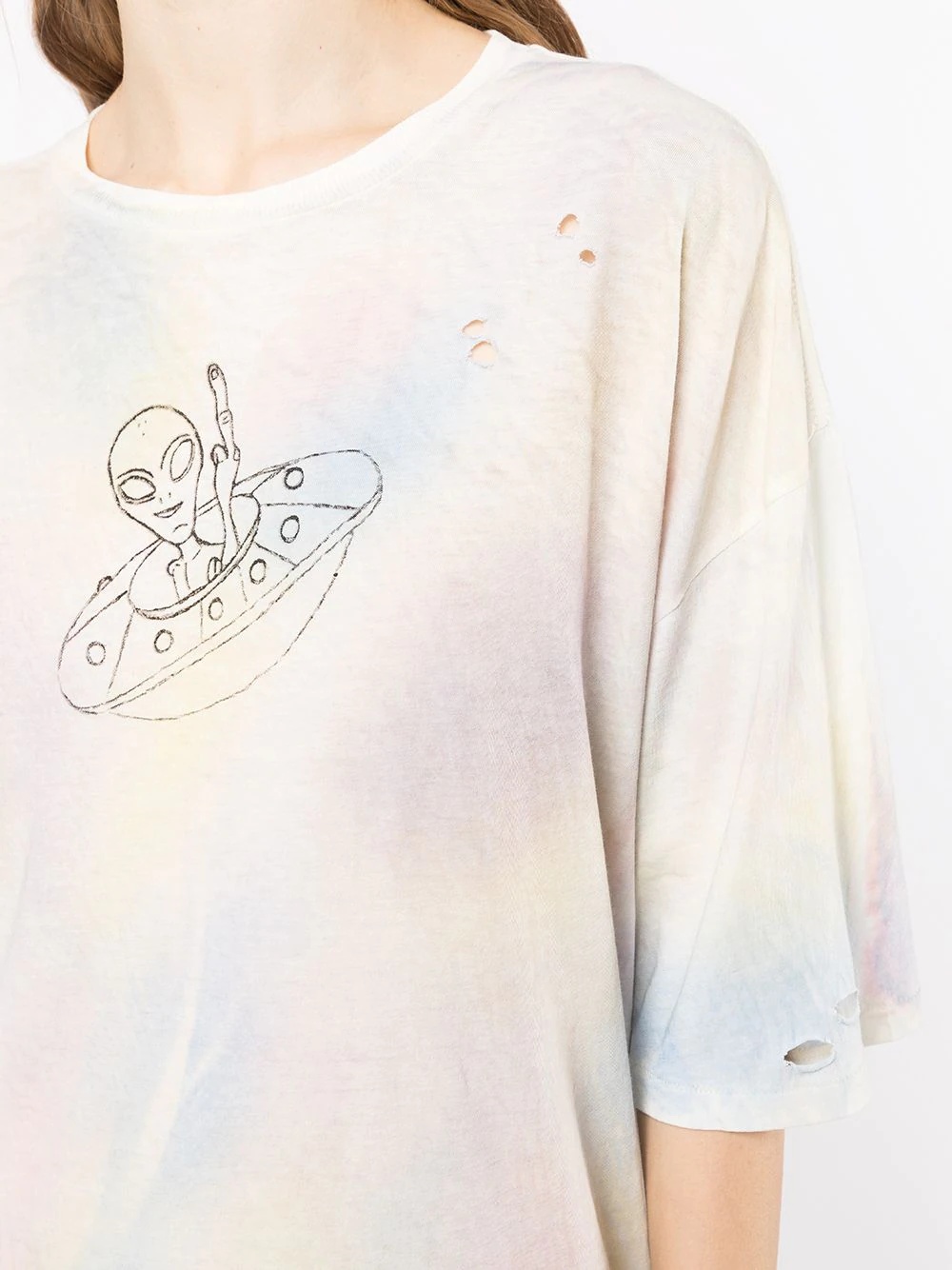 distressed tie-dye T-shirt - 5