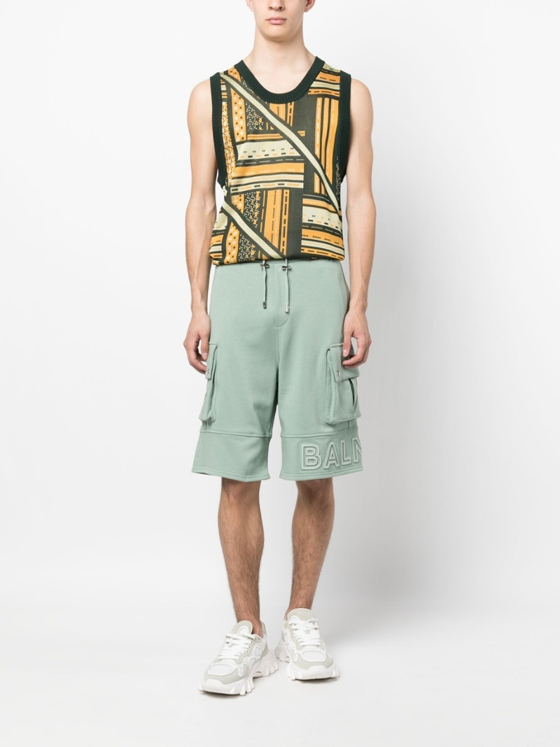 Balmain embossed-logo cotton bermuda shorts outlook