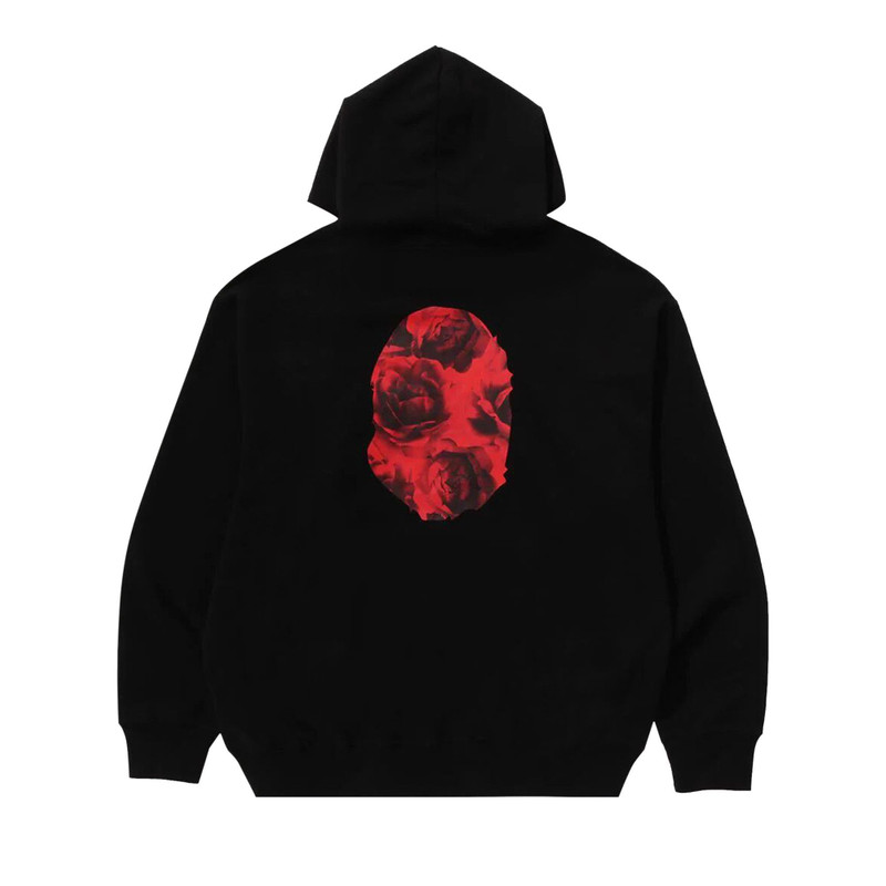 A BATHING APE® BAPE Floral Solid Camo Ape Head Relaxed Fit Pullover Hoodie 'Black' outlook