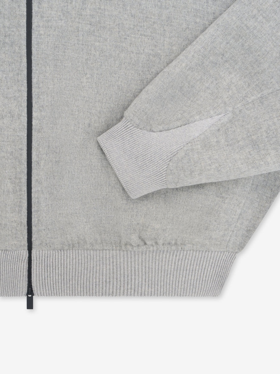 Double-Faced Wool Cashmere Collarless Bomber - 3