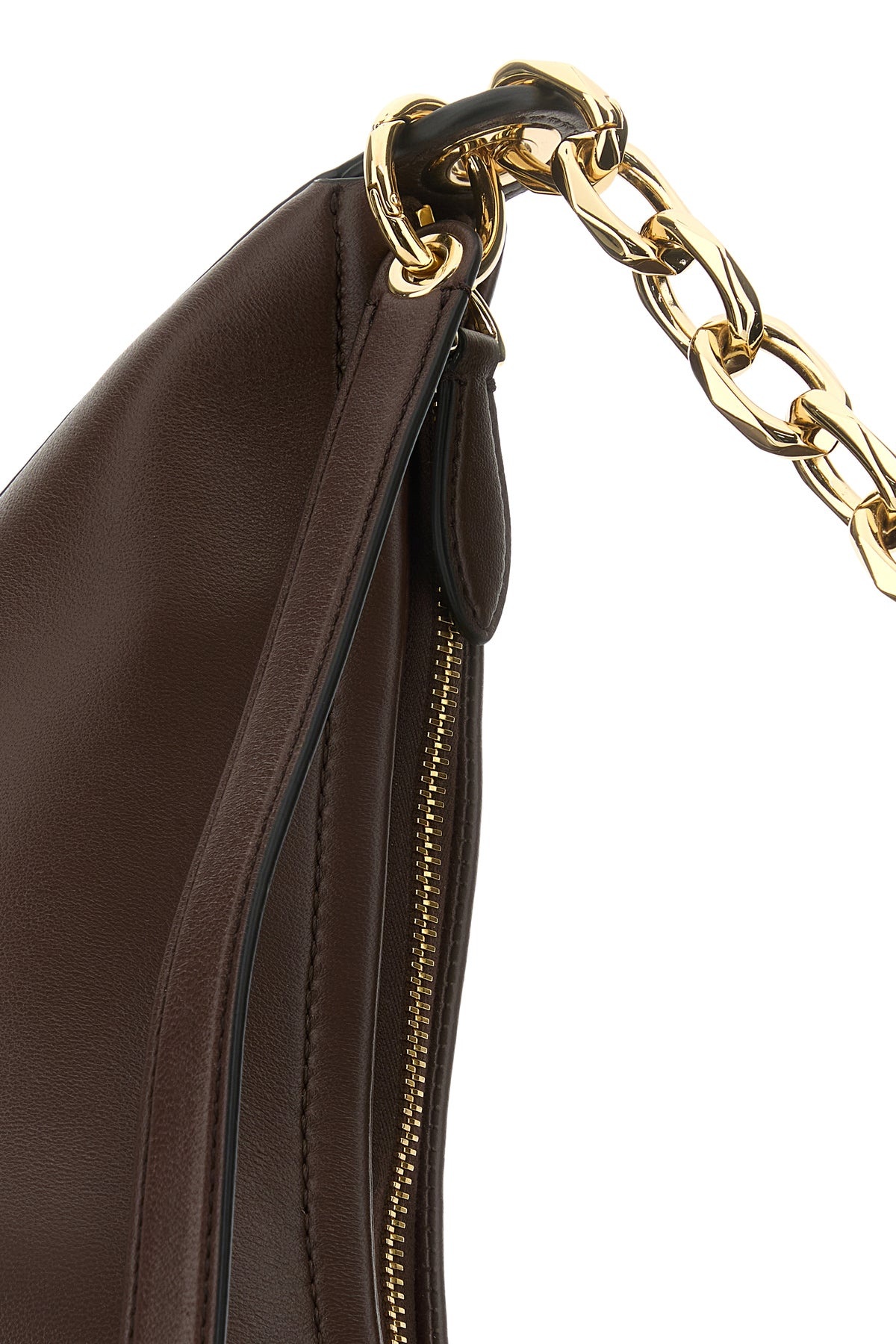 Brown leather medium VLogo Moon shoulder bag - 4