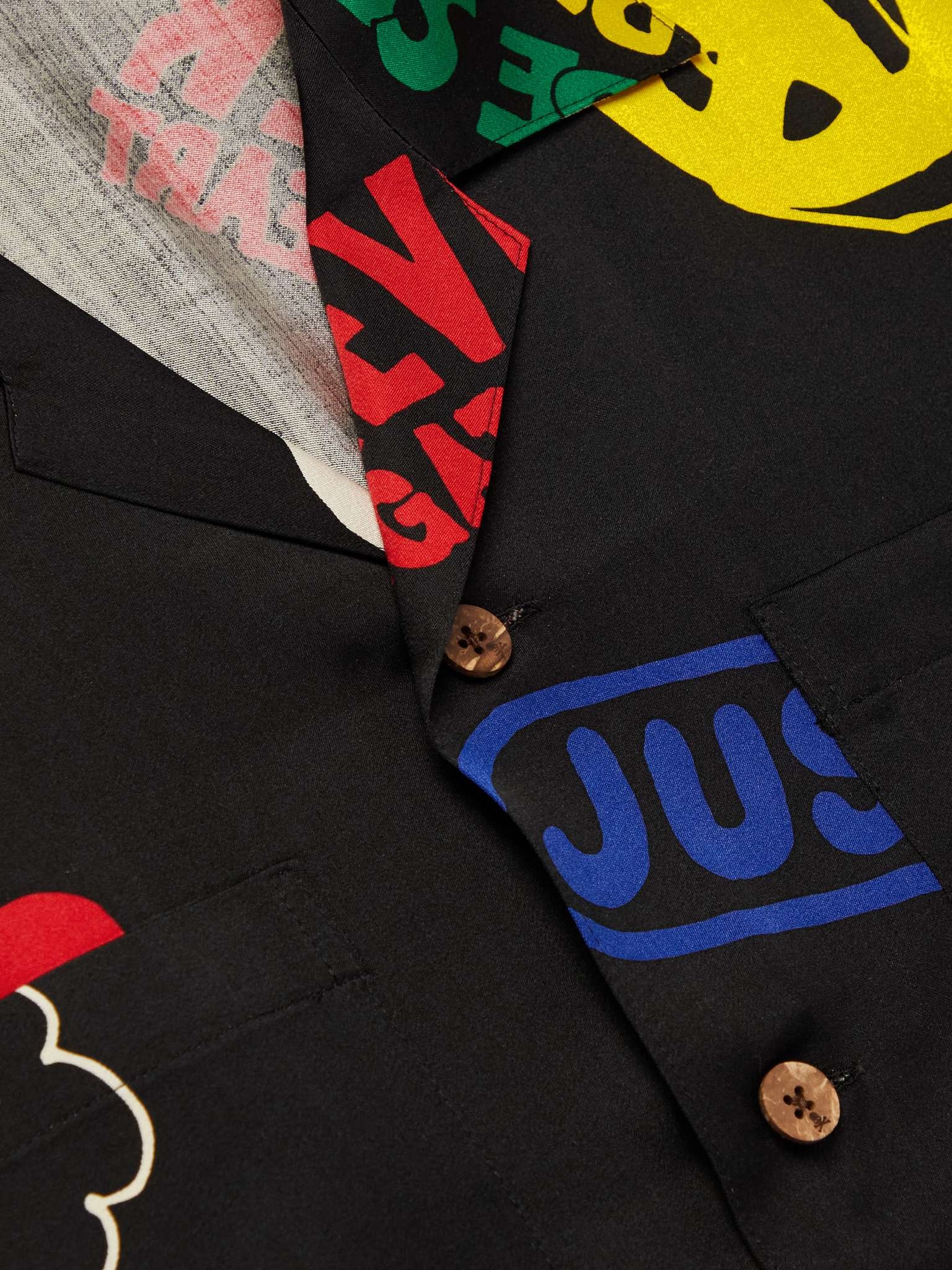 Camp-Collar Printed Silk-Satin Shirt - 5
