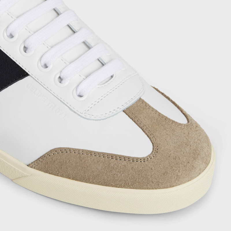 Celine Triomphe Low Lace Up Sneaker Plain Logo in Calfskin and Suede Calfskin 4