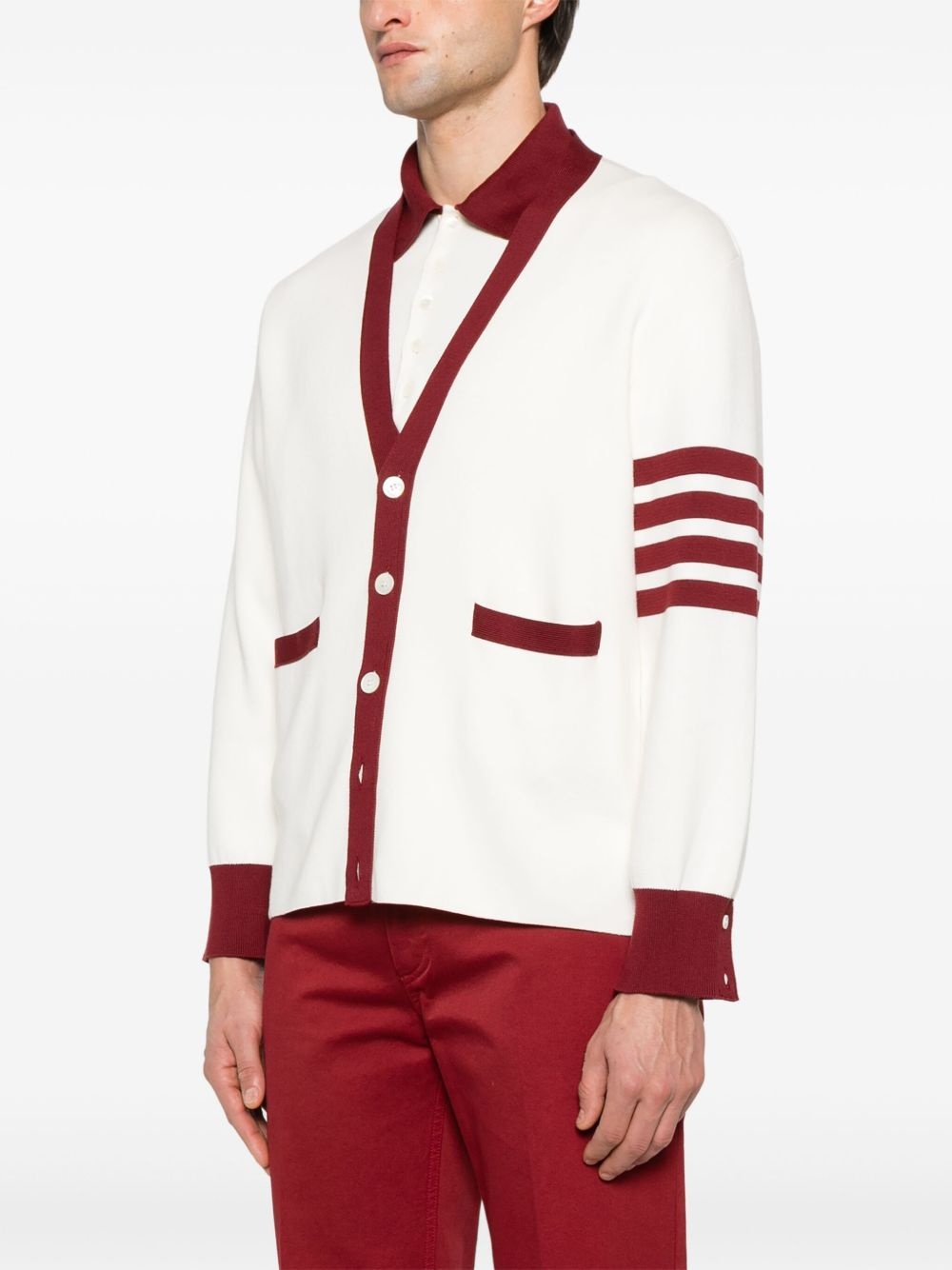 4-Bar stripe cotton cardigan - 3