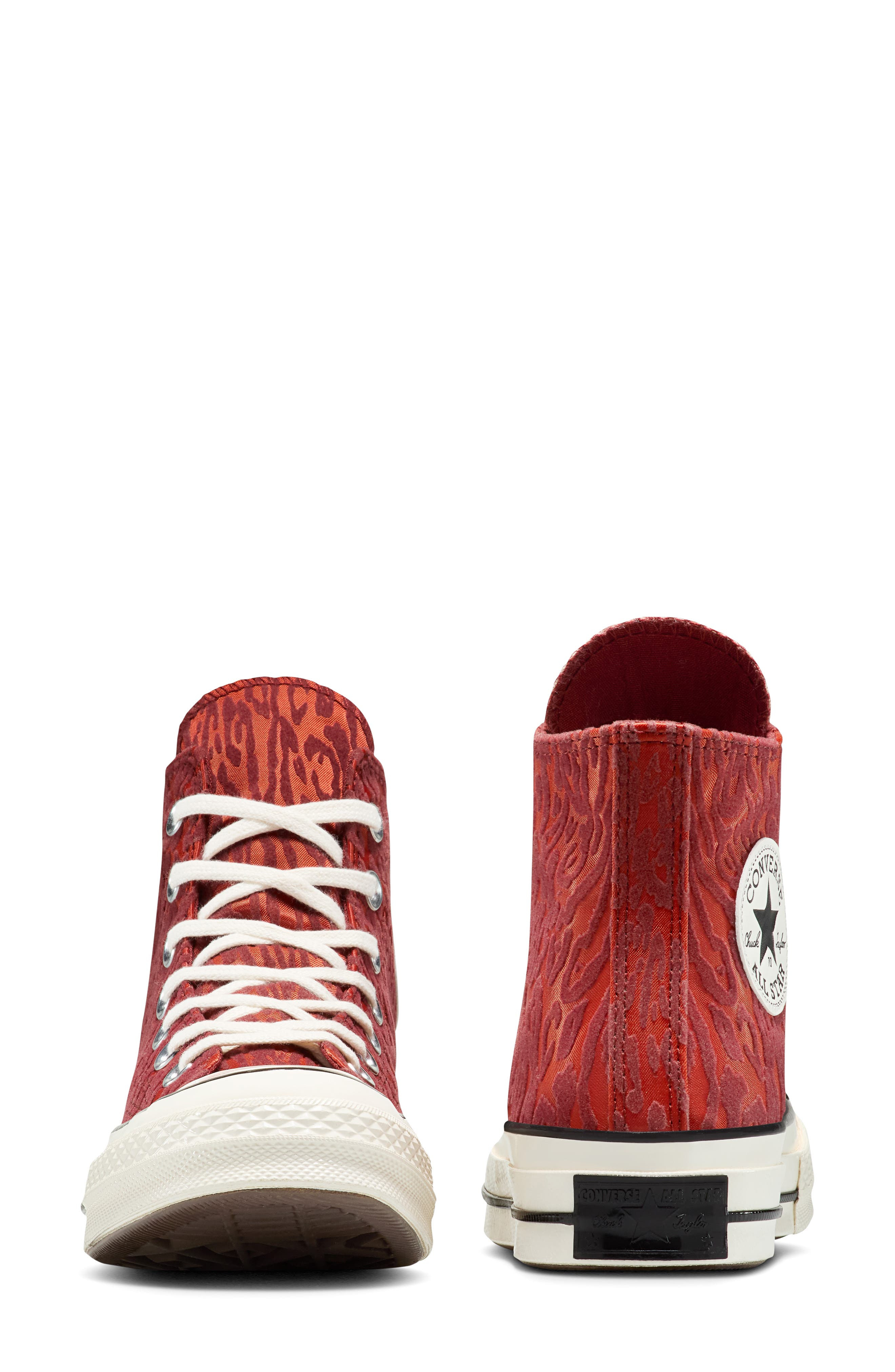 Converse Gender Inclusive Chuck 70 Leopard Flocked Satin Low Top Sneaker in Rottin Apple/By The Camp - 3