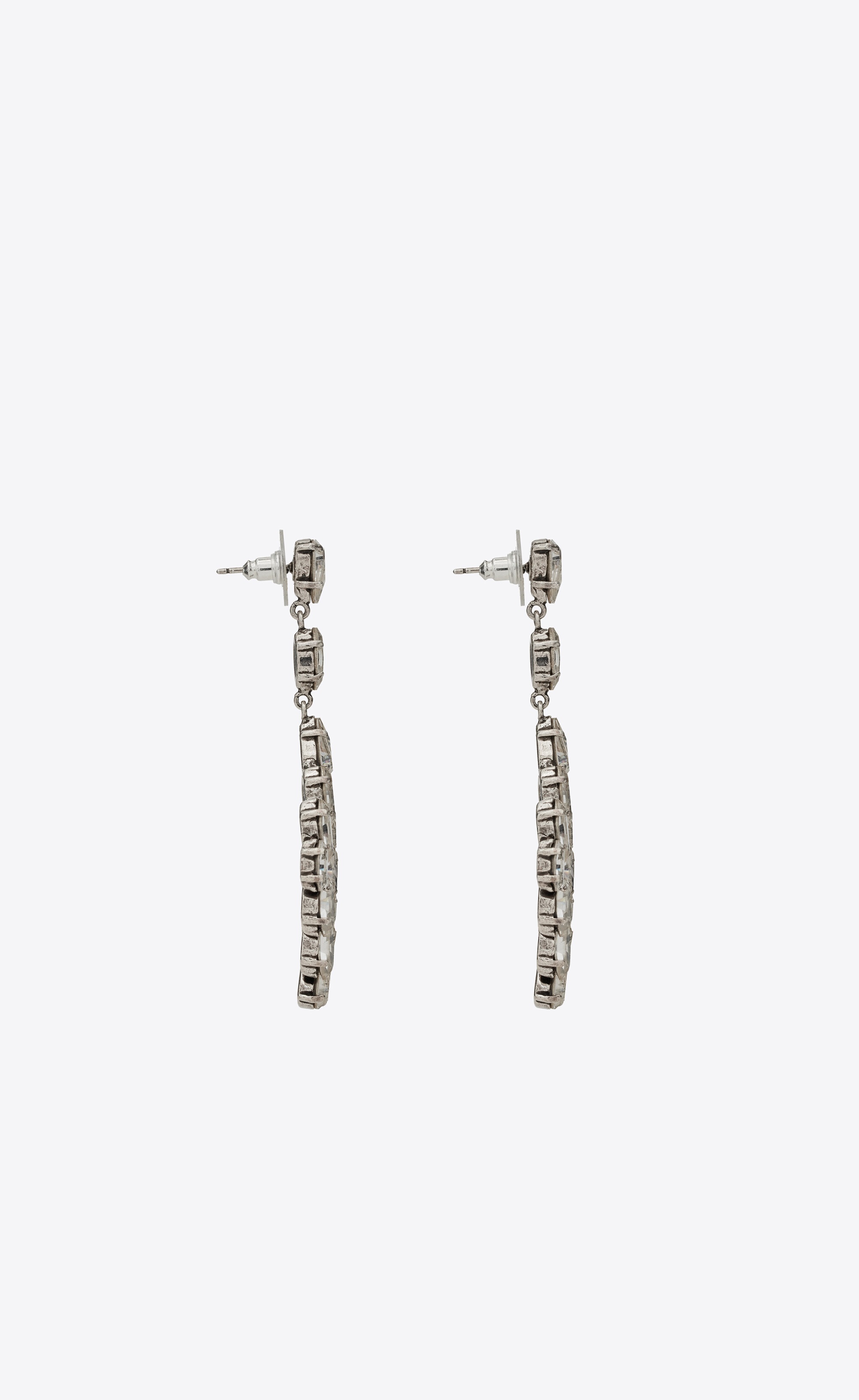 rhinestone diamond-shaped earrings in metal - 4