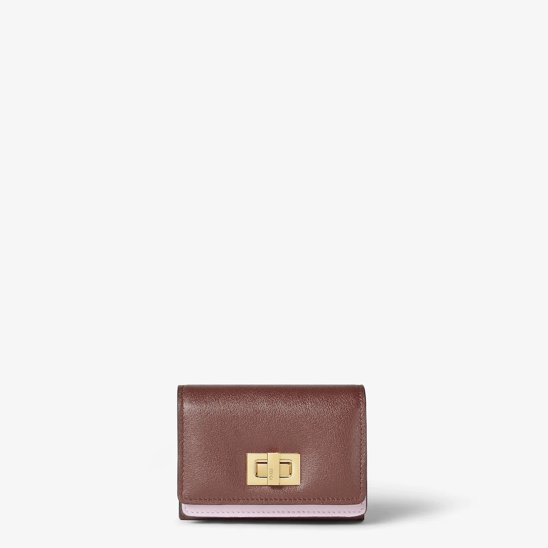 Fendi Way Trifold Small Mahogany brown and petunia pink leather wallet - 1