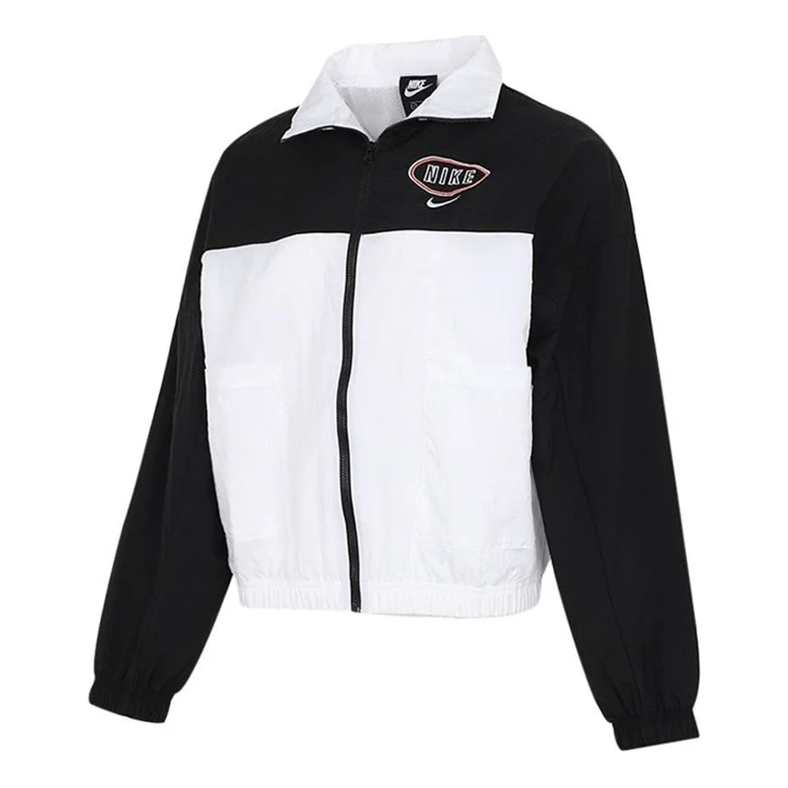 (WMNS) Nike Embroidery Logo Stand Collar Jacket White CZ8319-010 - 1