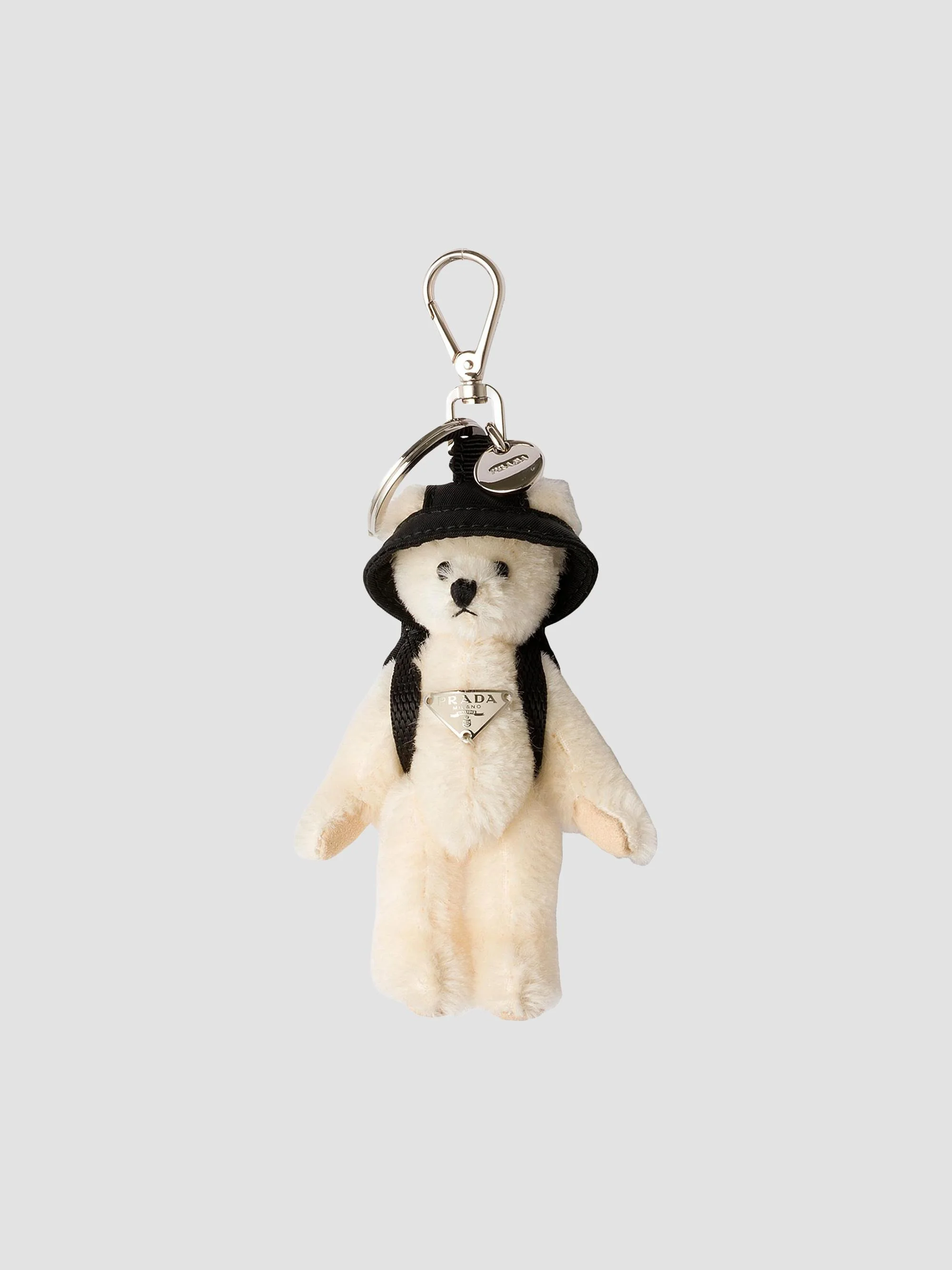 Women's Teddy Bag Charm with Metal Ring - White - 1