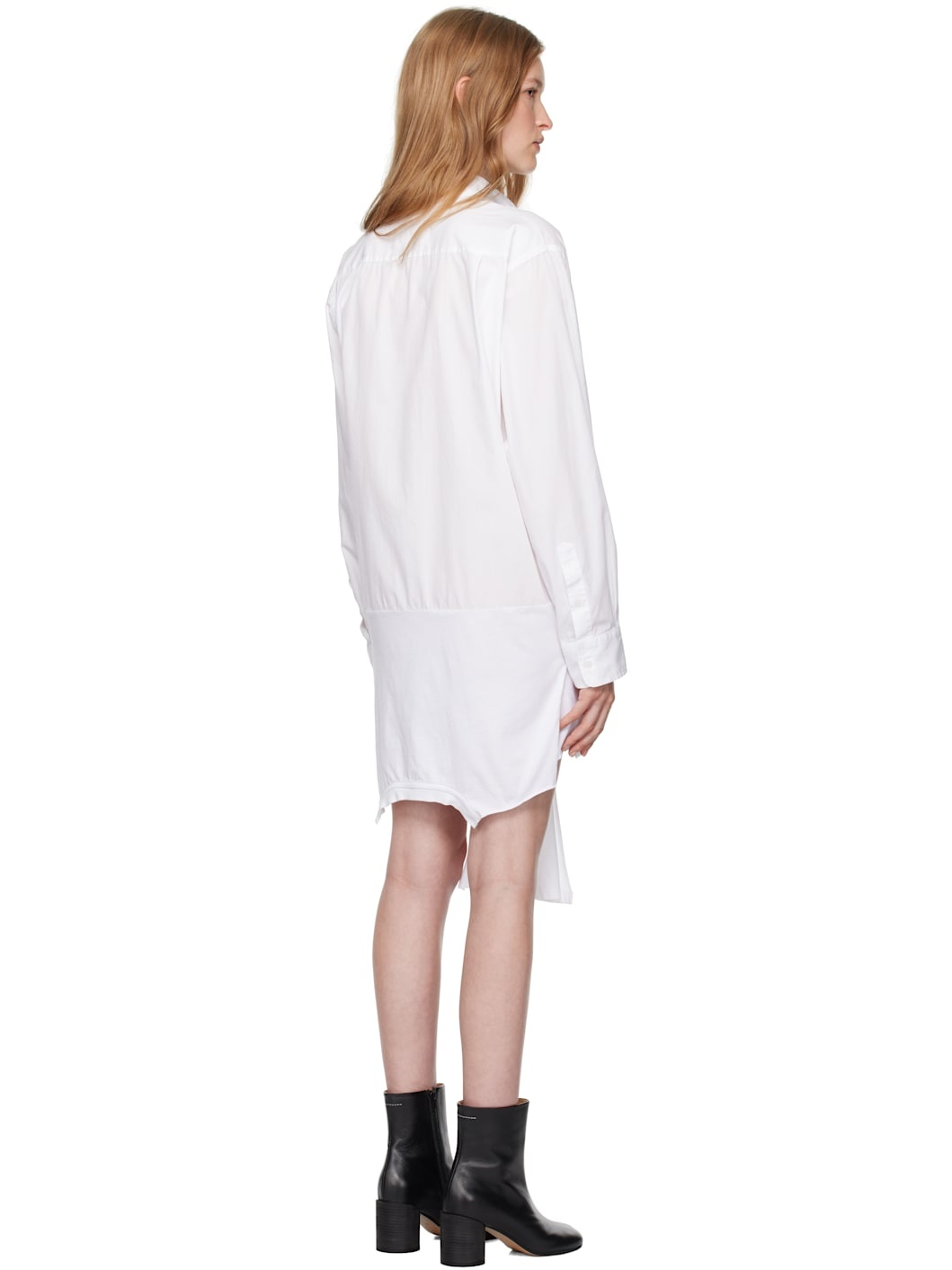 White Cotton Poplin Shirt Minidress - 3
