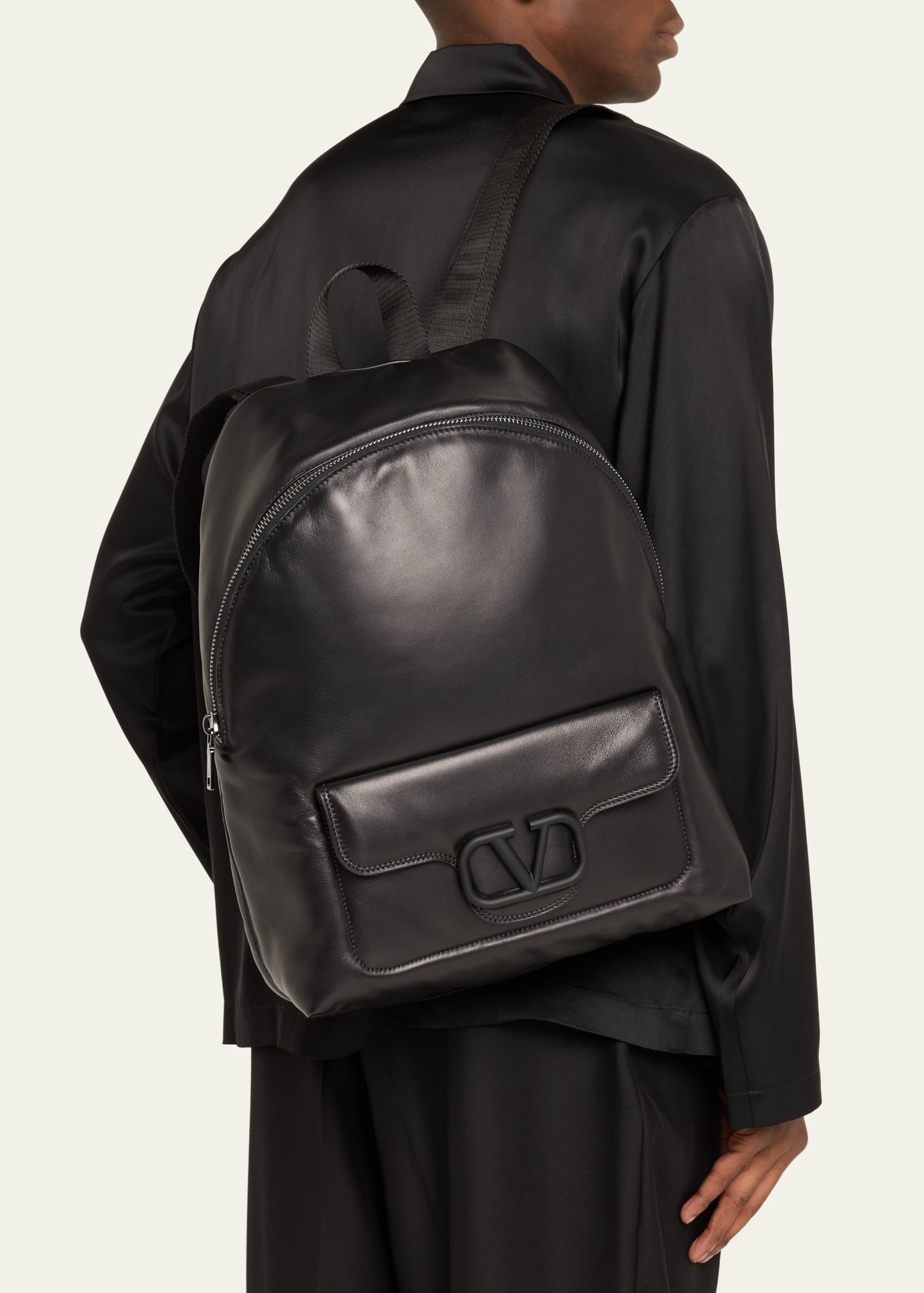 Men's Noir Leather Backpack - 2