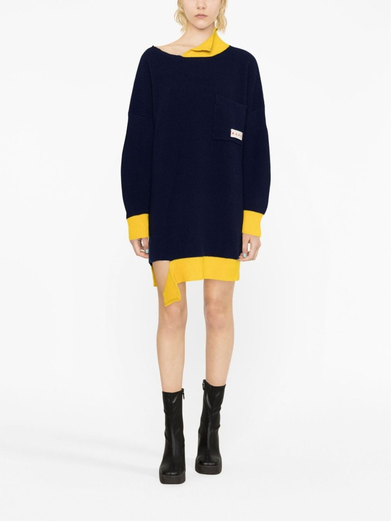 Marni asymmetric raw-edge ribbed jumper outlook