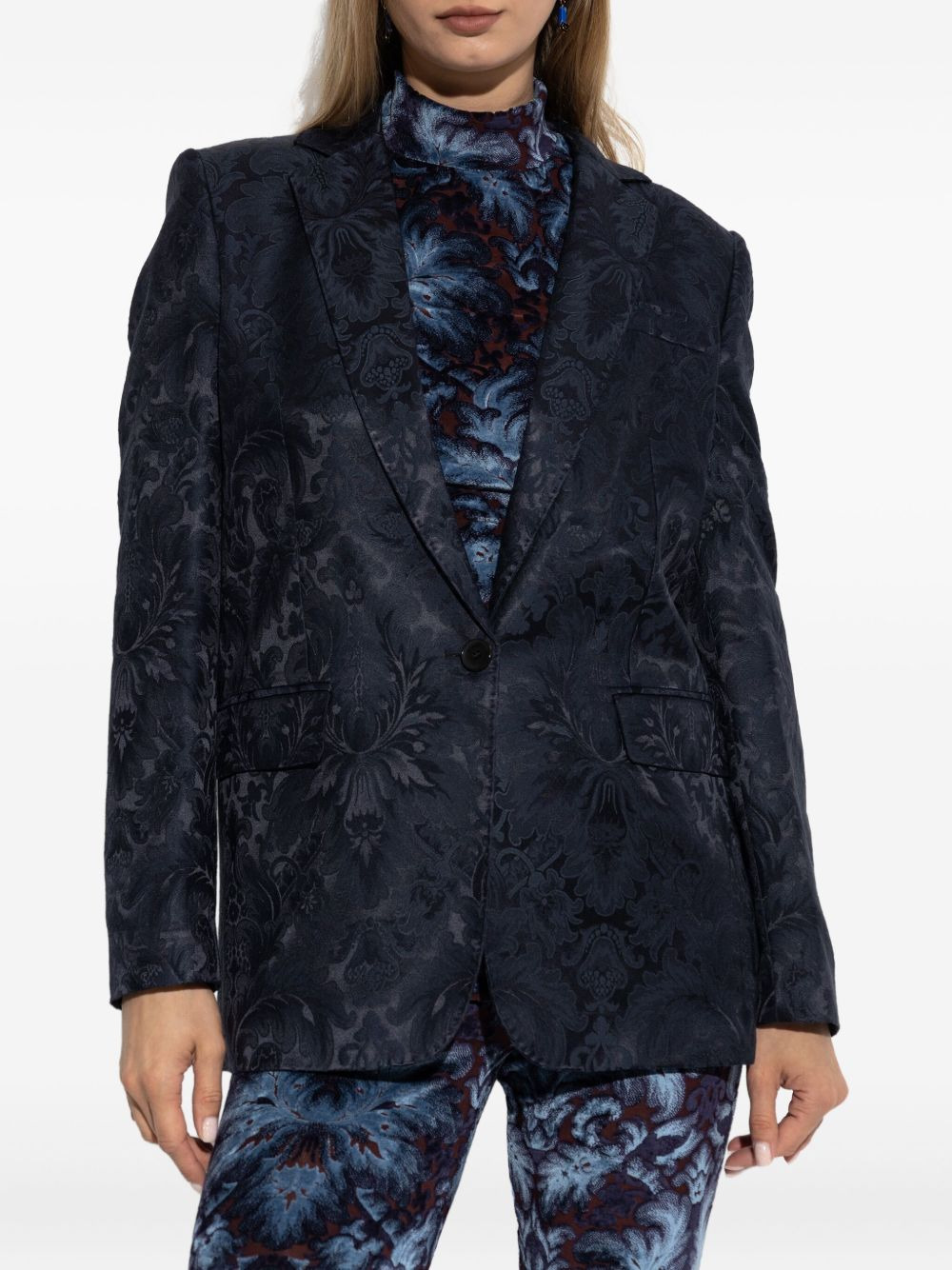floral-pattern single-breasted blazer - 3