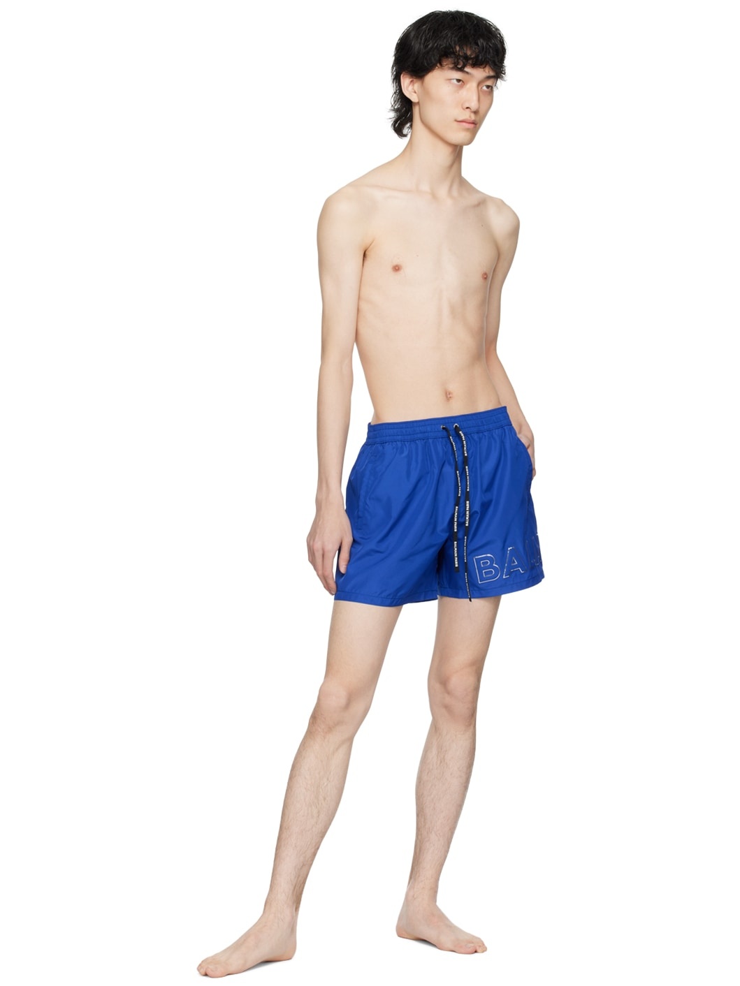 Blue Embossed Swim Shorts - 4