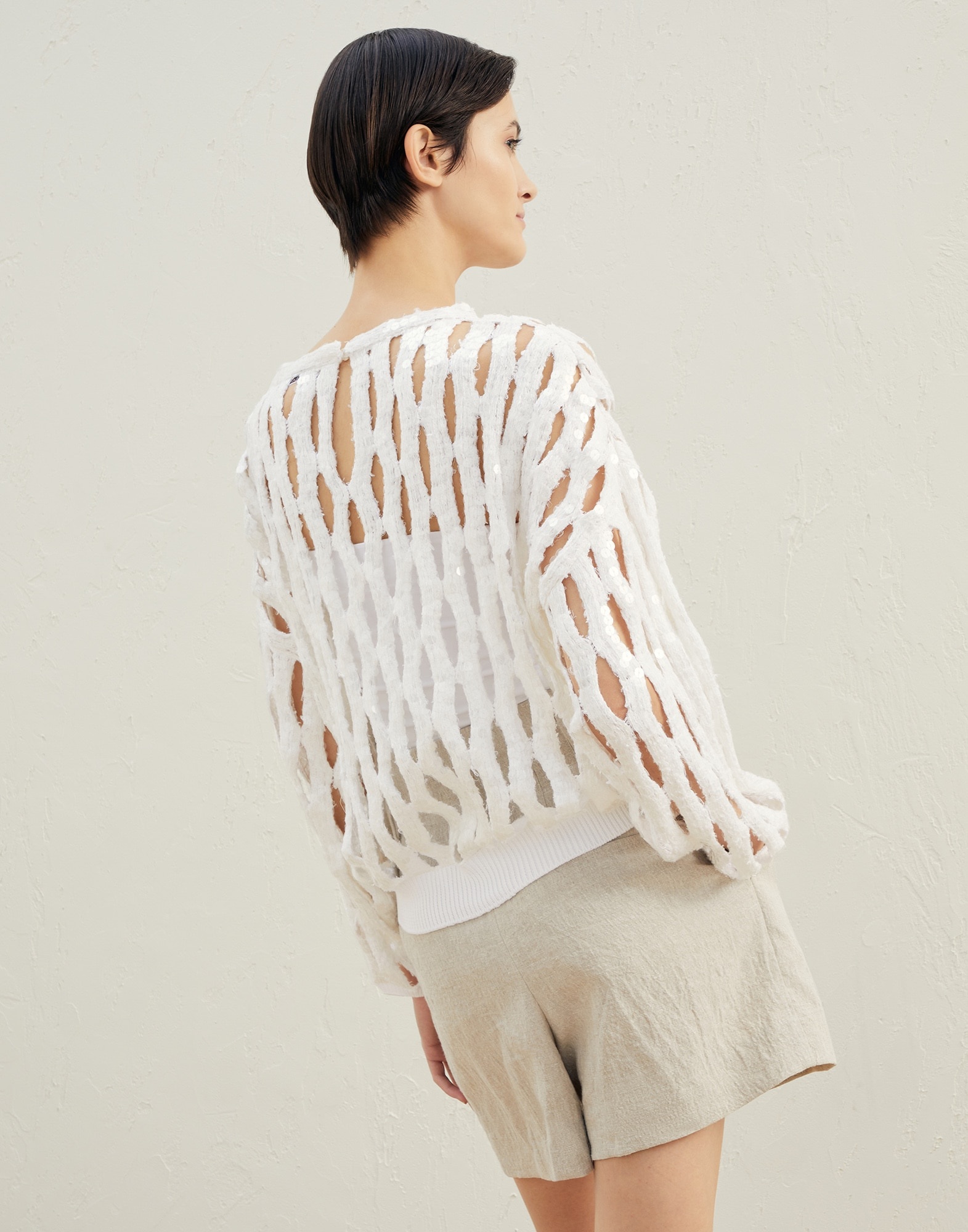 Dazzling mesh sweater in linen and silk - 2