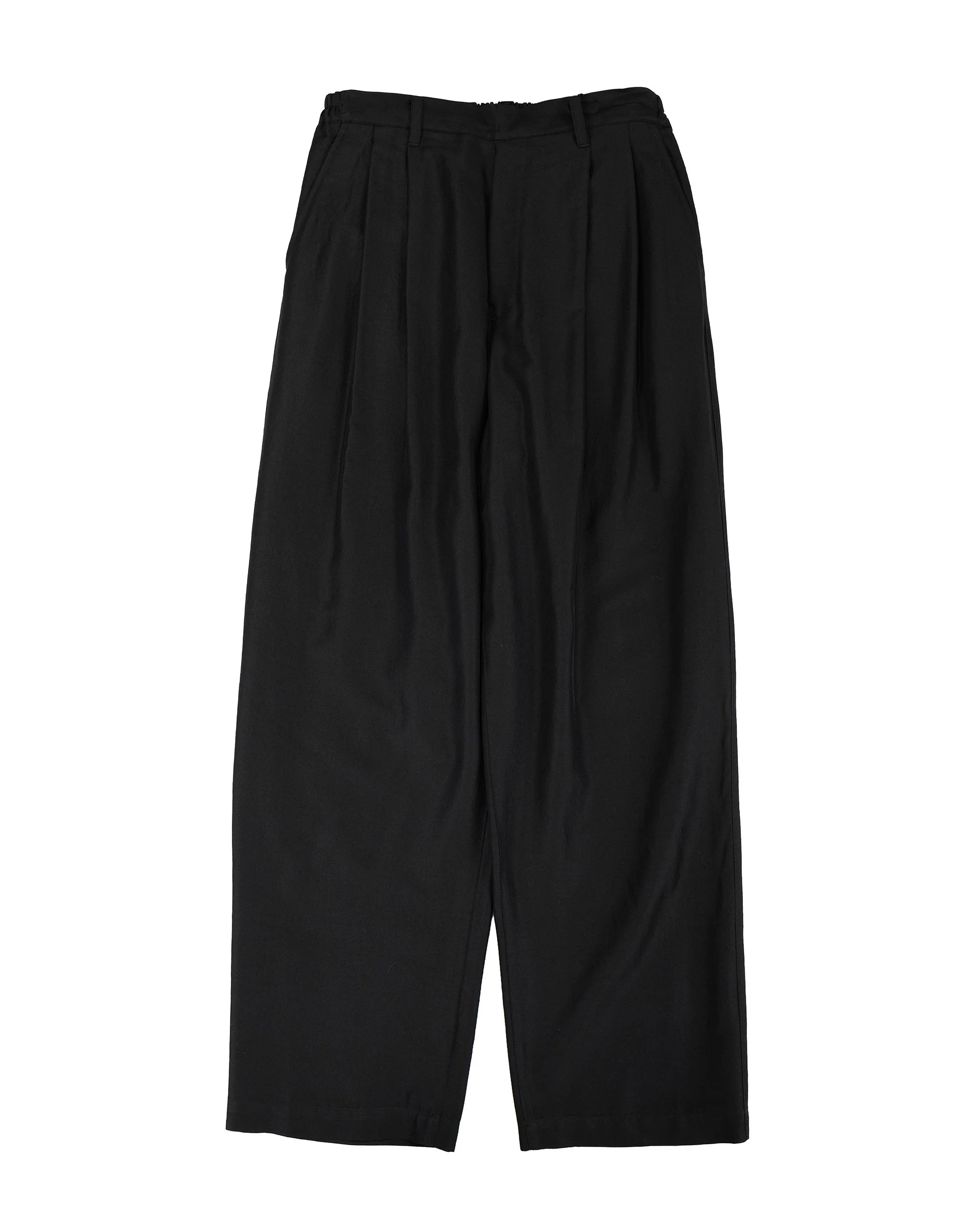 Wool Silk Wide Easy Trouser Black - 1