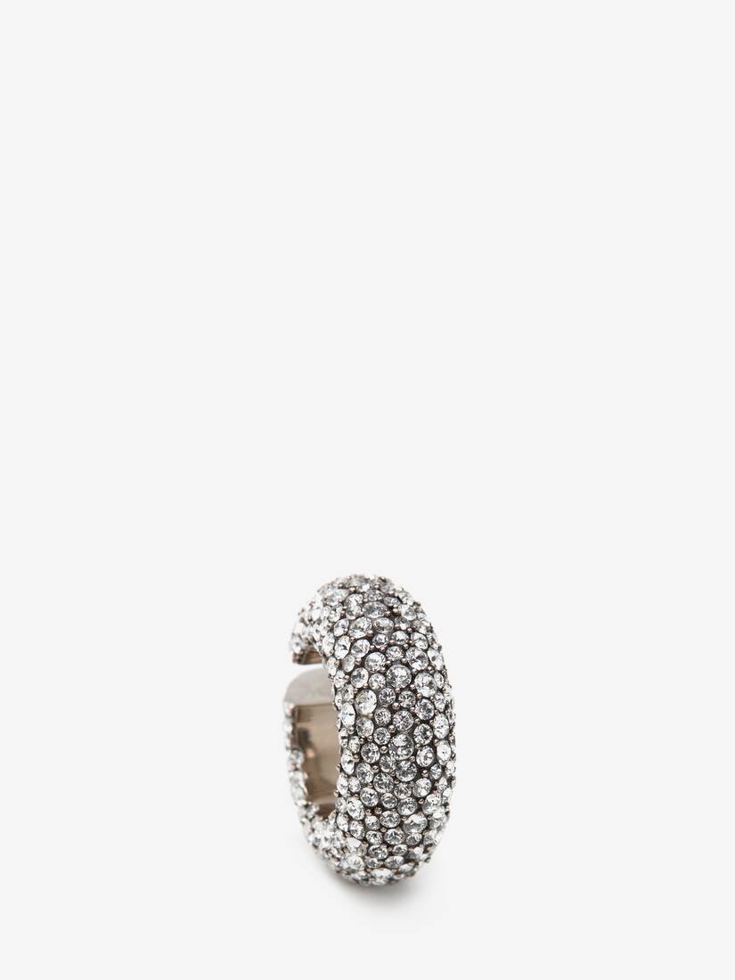 Women's Pave Chunky Single Hoop Ear Cuff in Antique Silver - 6