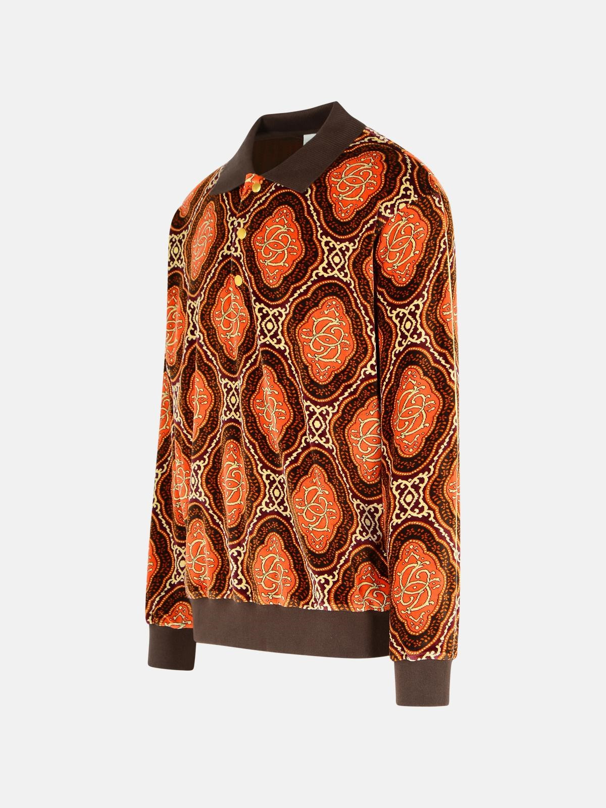 'VELOURS MÉDAILLON' BROWN COTTON POLO SHIRT - 2