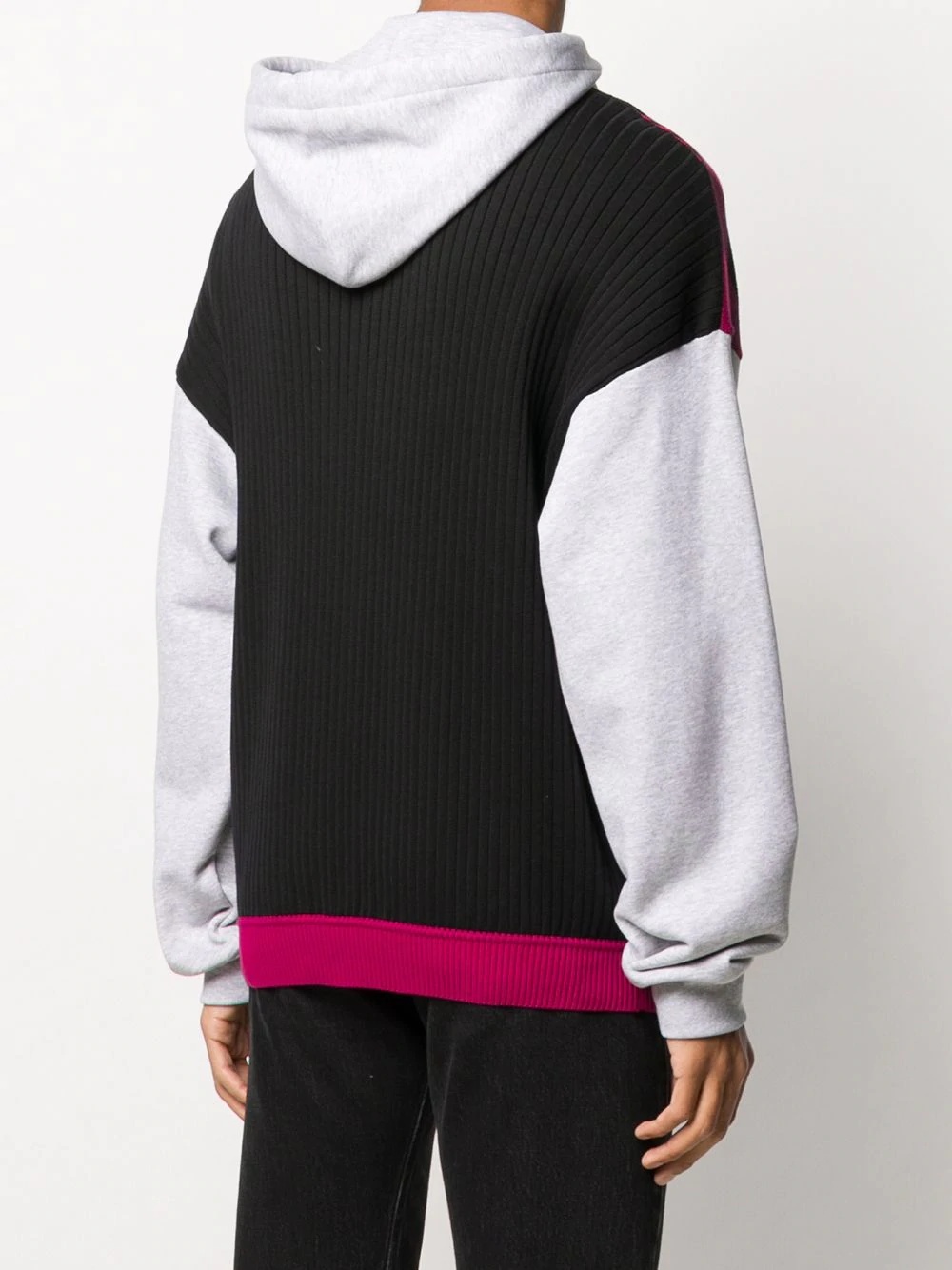 check print colour-block zipped hoodie - 4