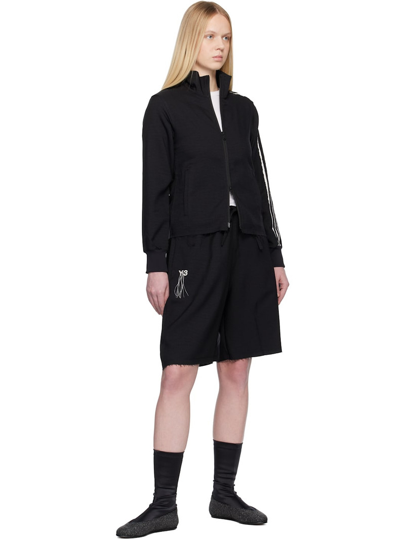 Black Sport Uniform Raw Cut 3 Stripes Track Jacket 5