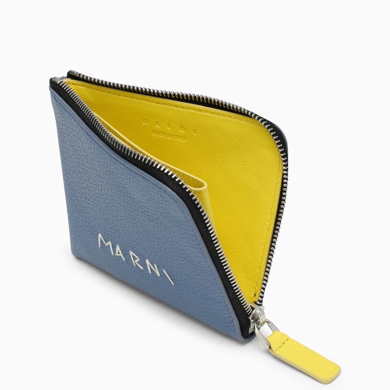 Marni Light Blue Zipped Wallet With Logo Men - 2