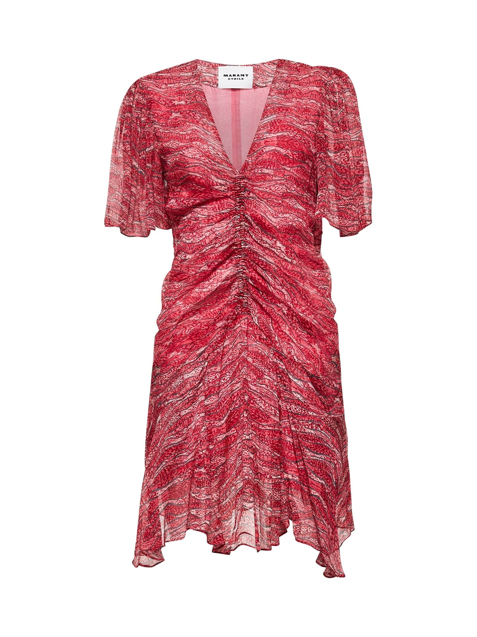 Marant Etoile Women Red Printed Muslin Short Vivienne Dress - 1