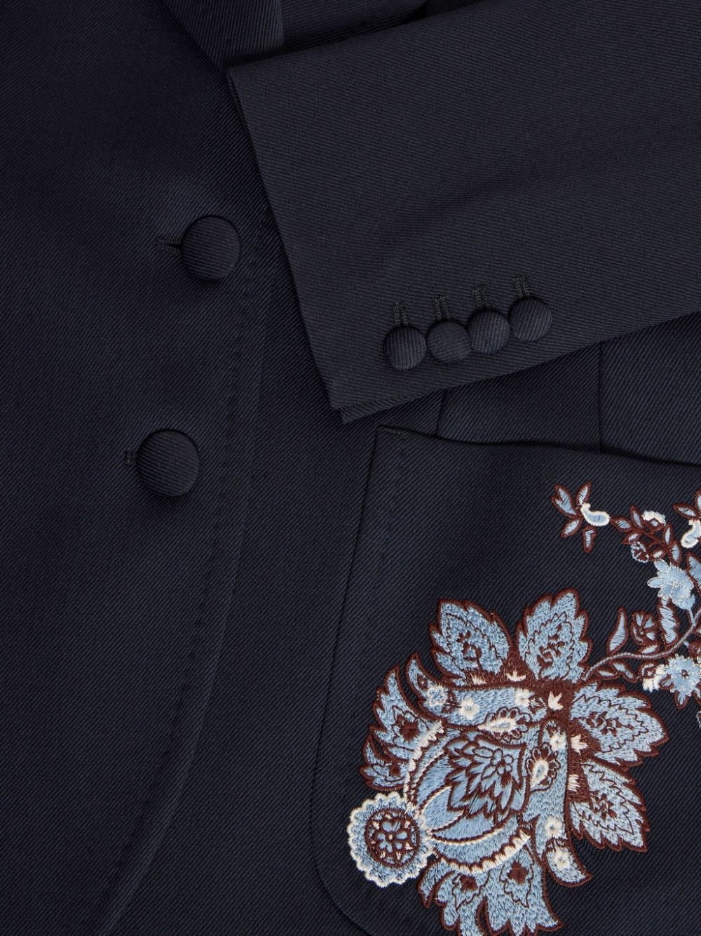 floral-embroidered wool blazer - 5