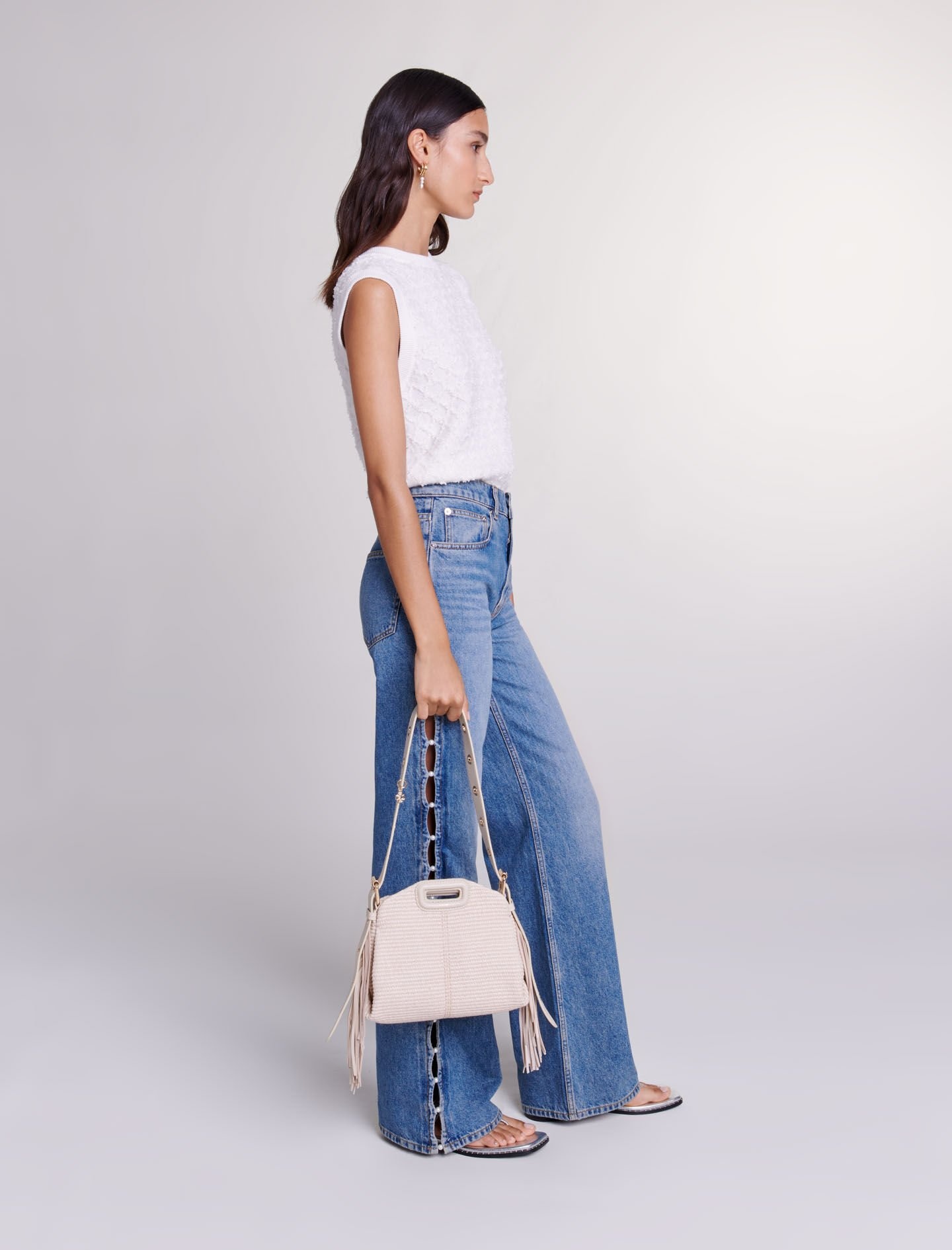 Beaded cutaway jeans - 4
