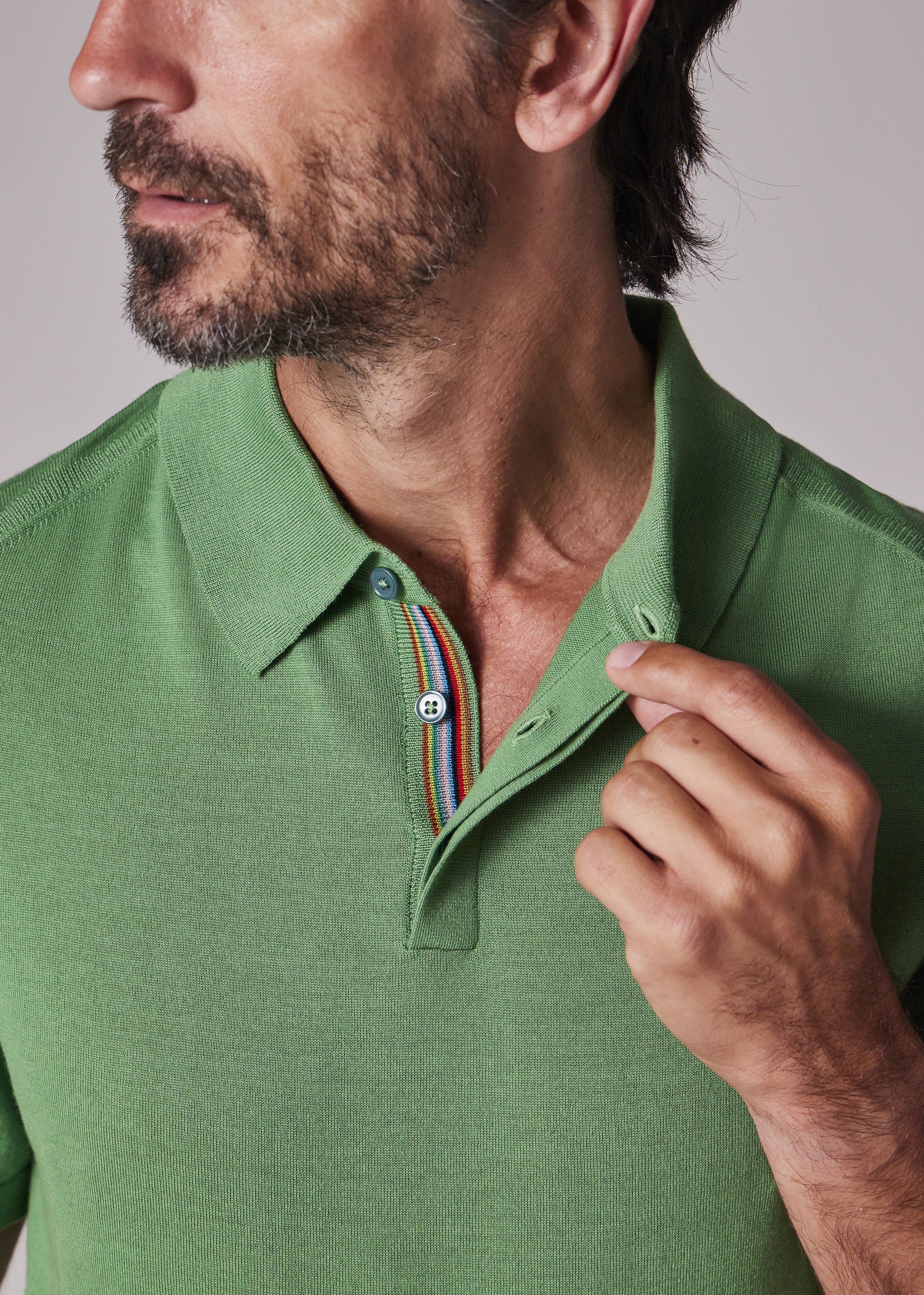 Bright Green Merino Wool Short Sleeve Polo Shirt - 6