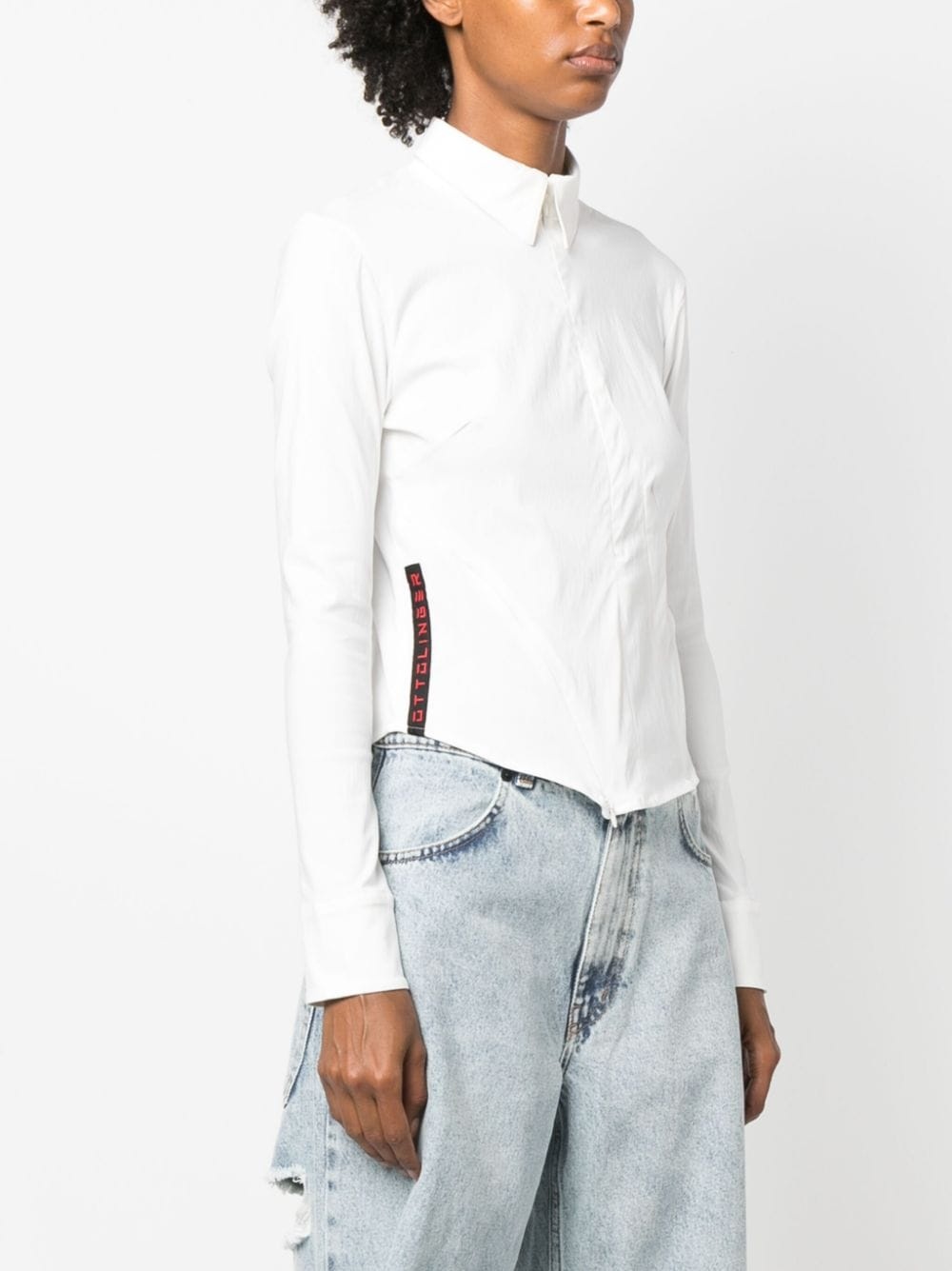 logo-patch corset-style shirt - 3