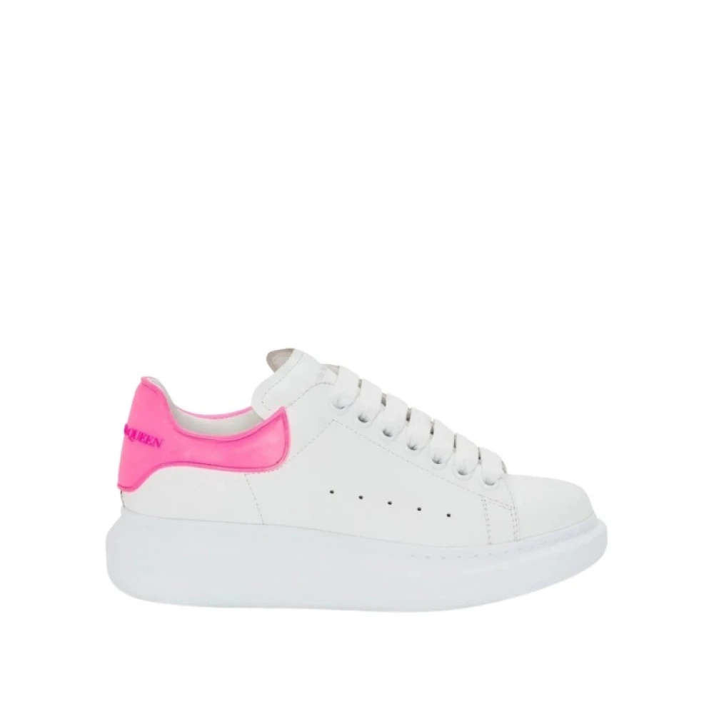 Alexander McQueen WHITE LEATHER LACE-UP SNEAKER WITH GLITTER