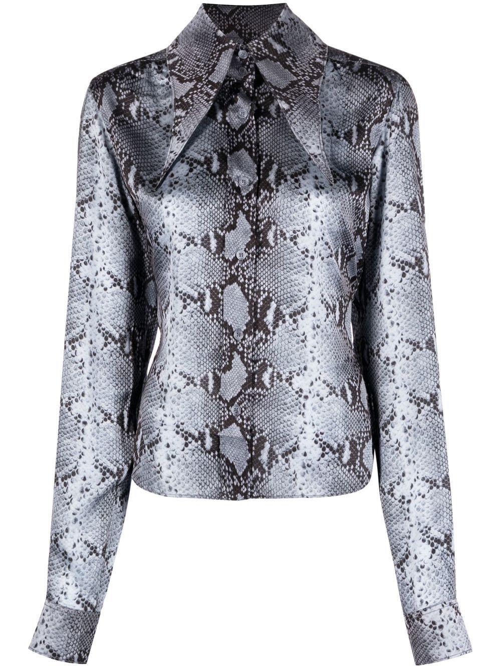 pointed-collar snakeskin-print shirt - 1