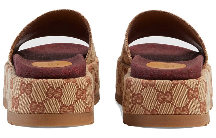 (WMNS) Gucci GG Slide Sandal 'Monogram - Beige Brick Red' 573018-KQW00-8366 - 6