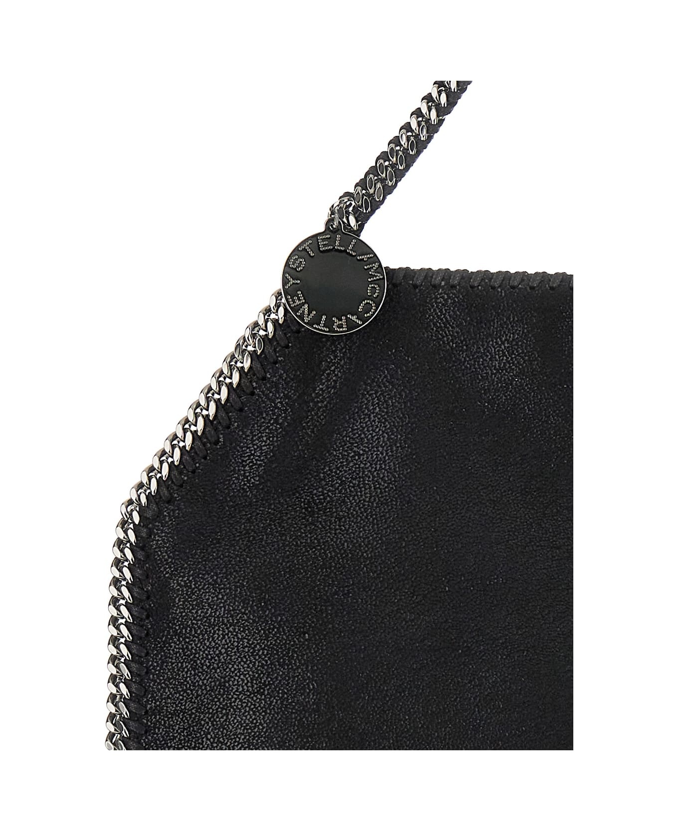Black Handbag With Diamond-like Chain And Logo Charm On The Front In Ecoleather Woman - 3