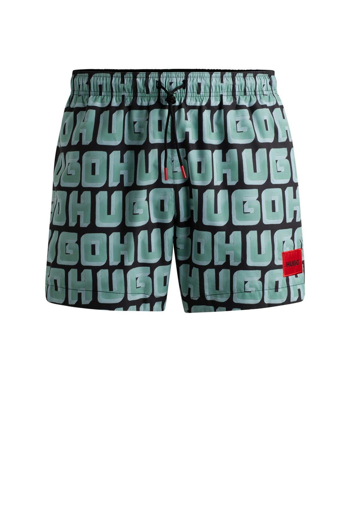 QUICK-DRY SWIM SHORTS WITH ALL-OVER LOGO PRINT - 1