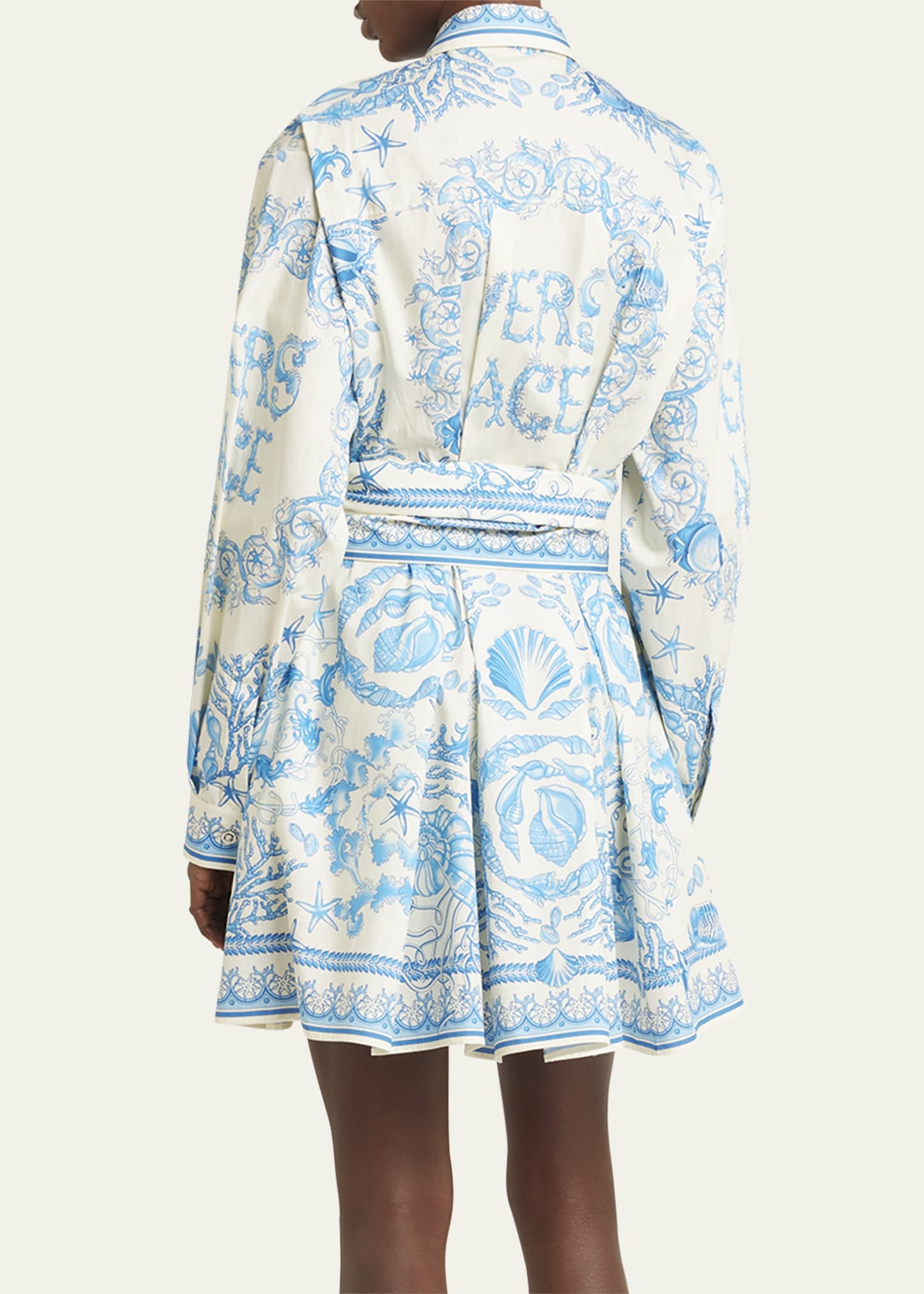 Pleated Baroque Scarf-Print Mini Shirtdress - 3
