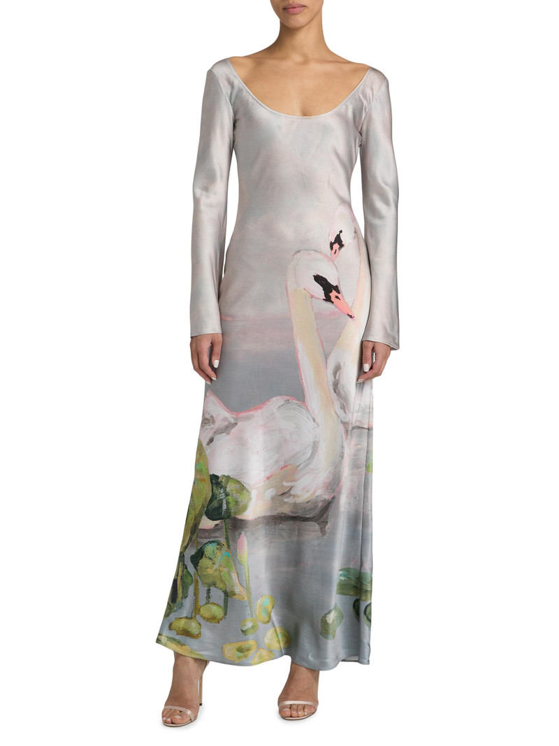 Women's Callaly Swan Satin Scoopneck Maxi Dress - Swan Song 3