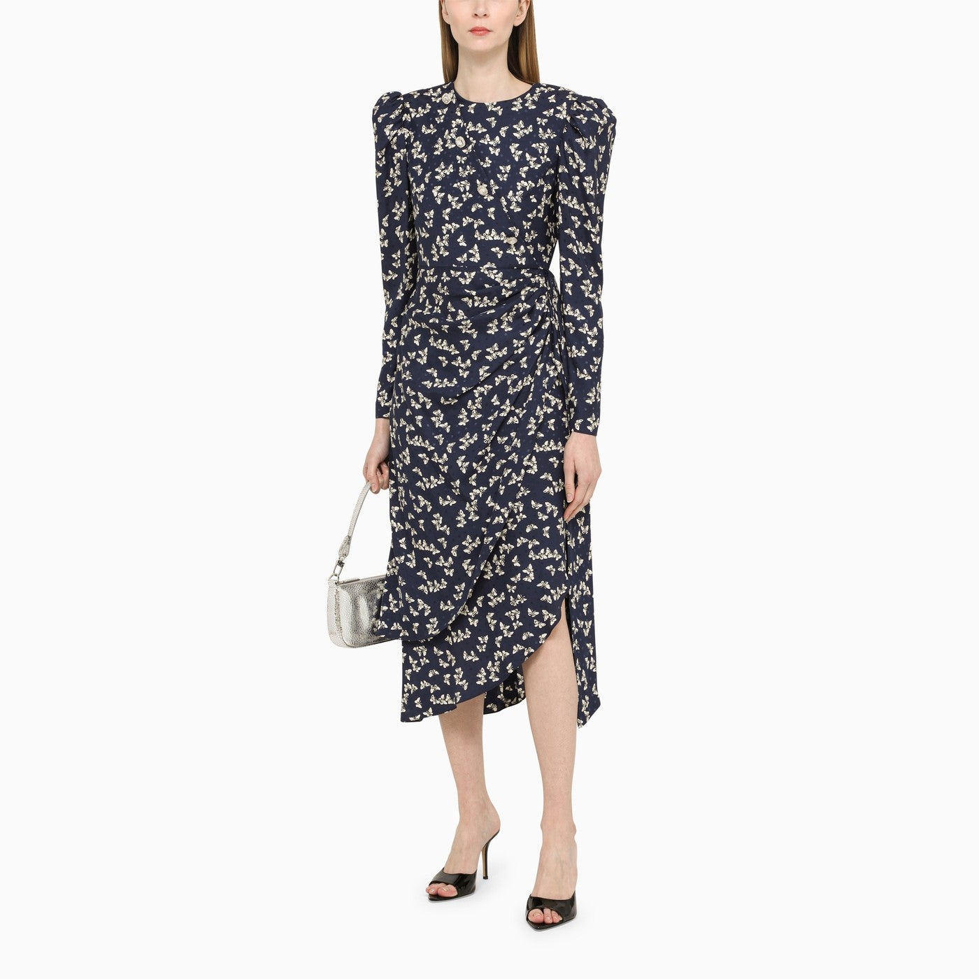 princess polly baby blue dress Envers bow-detail satin midi dress in blue - Alessandra Rich