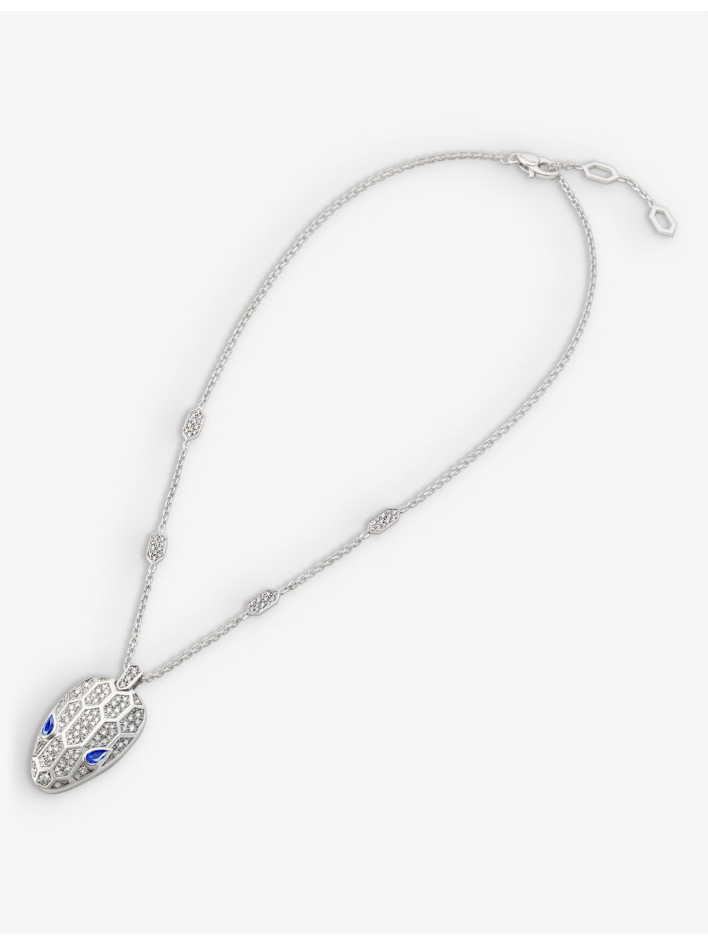Serpenti 18ct white gold, 2.07ct brilliant-cut diamond and sapphire necklace - 3
