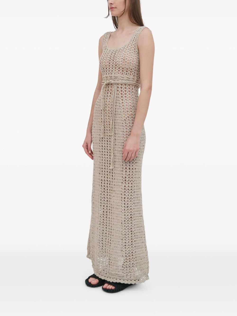 crochet-knit midi dress - 3