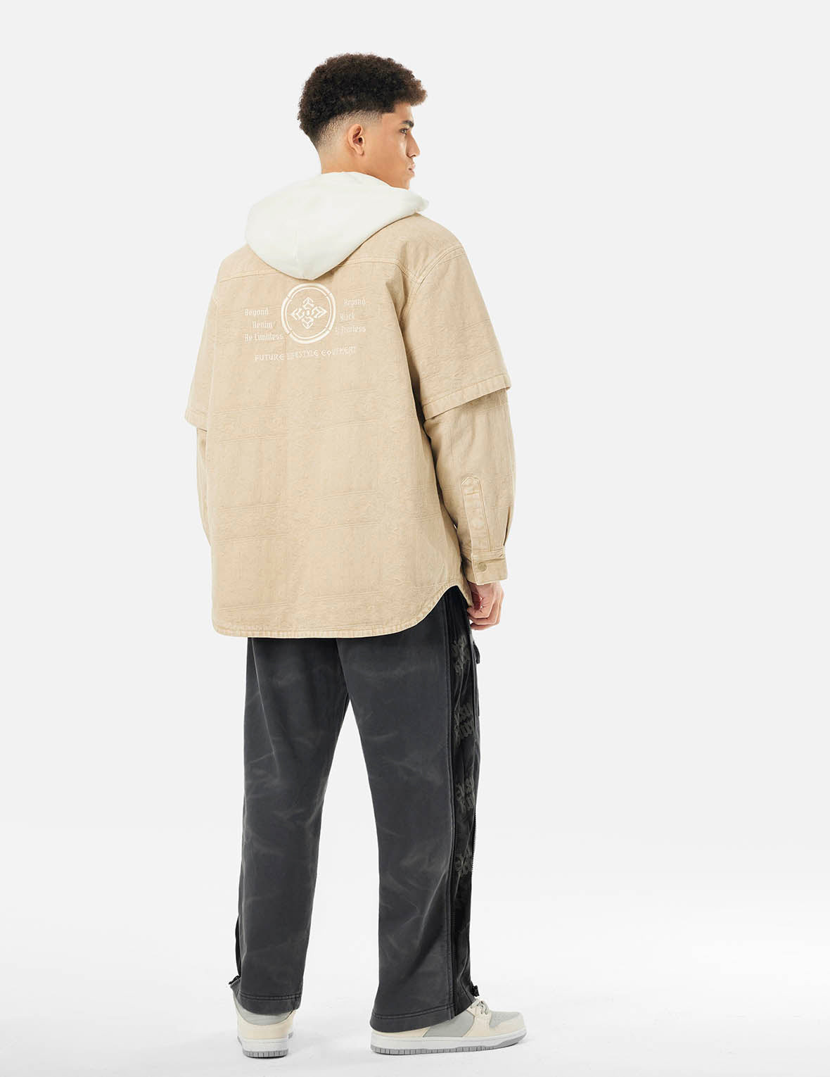 Garment Dyed Logo Print Side Zip Relax Fit Sweatpants - 6