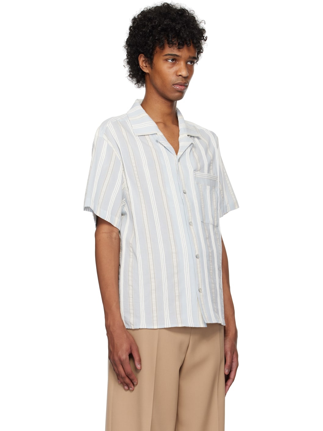 Blue Embroidered Stripe Shirt - 2