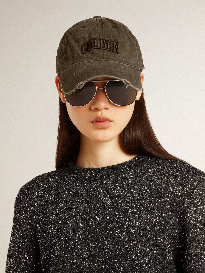 Gray distressed baseball cap with embroidery 3