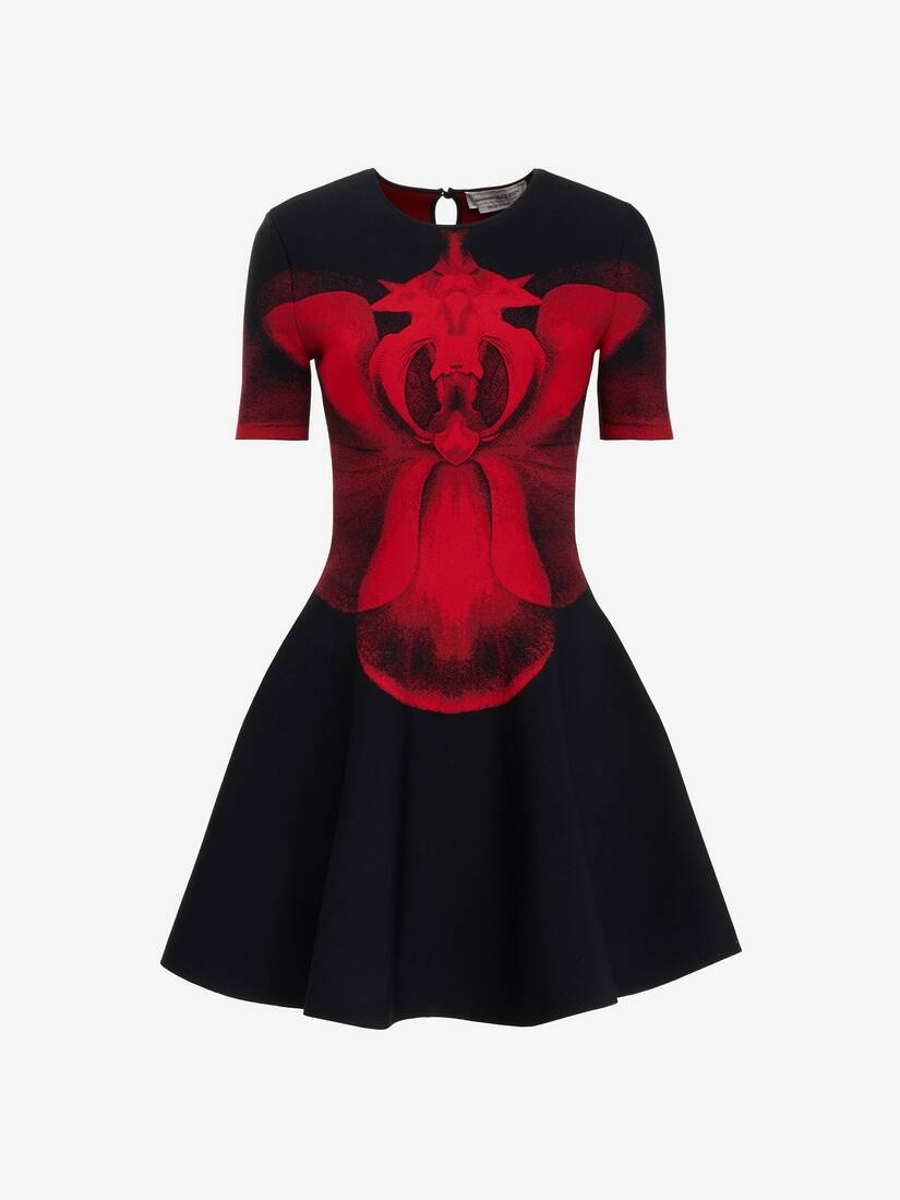 Women's Ethereal Orchid Mini Dress in Black/red - 1